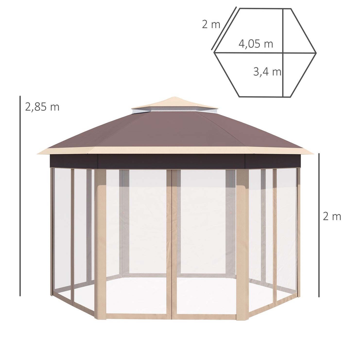 Hexagonal Pop-Up Garden Gazebo 4x4M with carrying bag