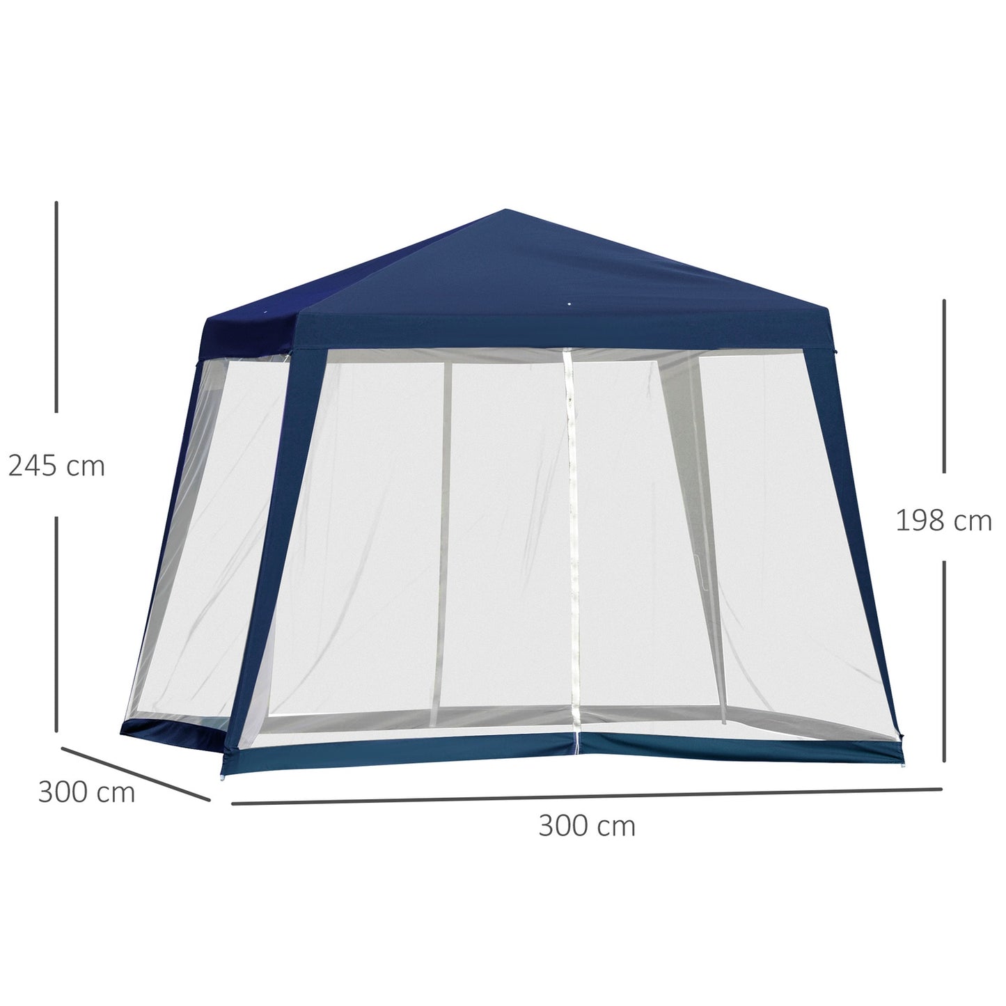 Blue 3x3m weatherproof garden gazebo tent with mosquito net