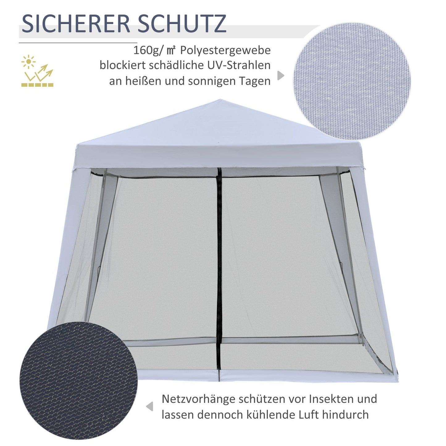 Weatherproof gray 3x3M garden tent with mosquito net