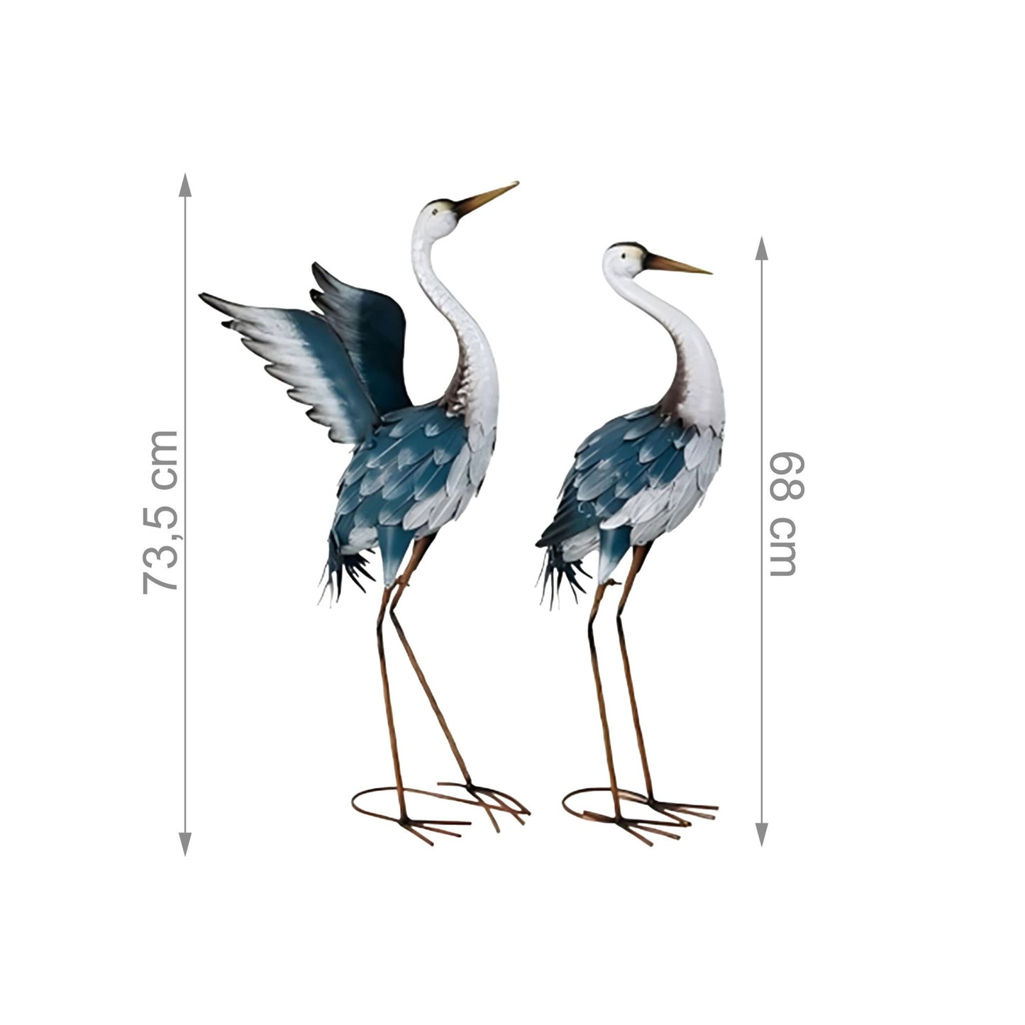 Garden Heron Décor Figures, Set of 2 Iron Statues