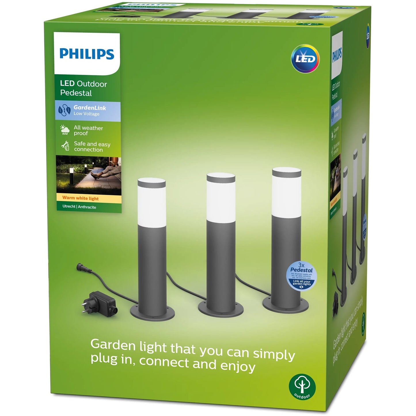 GardenLink Starter kit Pedestal Warm white 600 lm 3-pack Anthracite