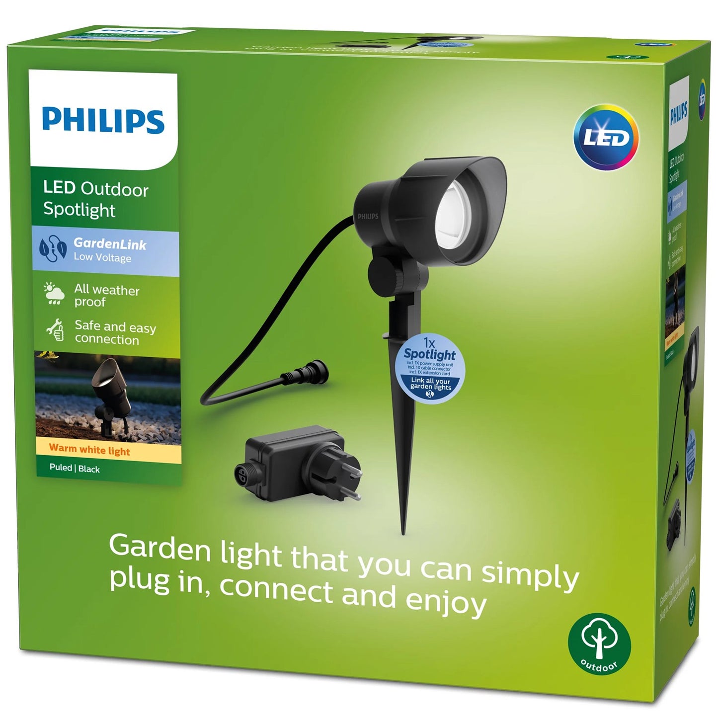 GardenLink Starter kit Spotlight Warm white 600 lm 1-pack Black