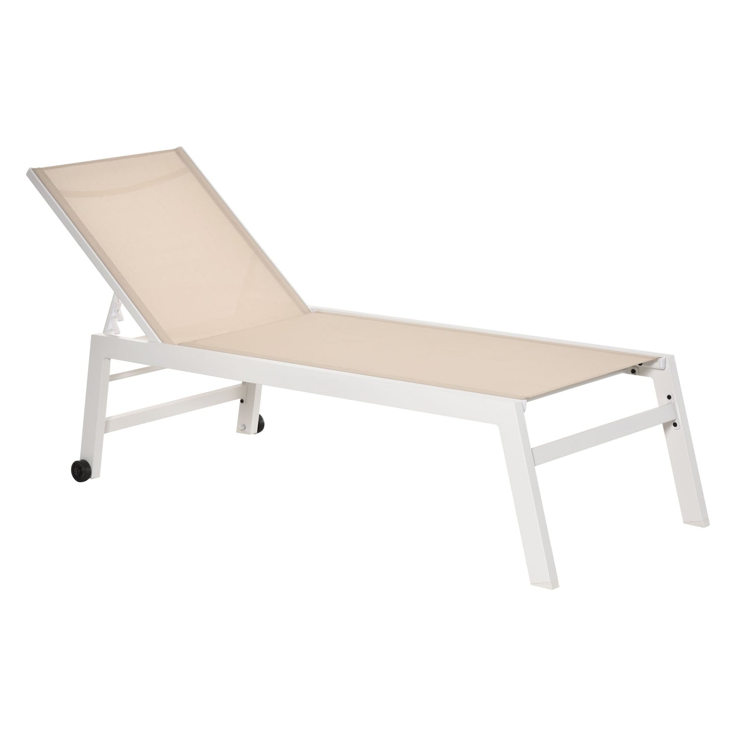 Aluminum garden chair with 5-step backrest, cream white