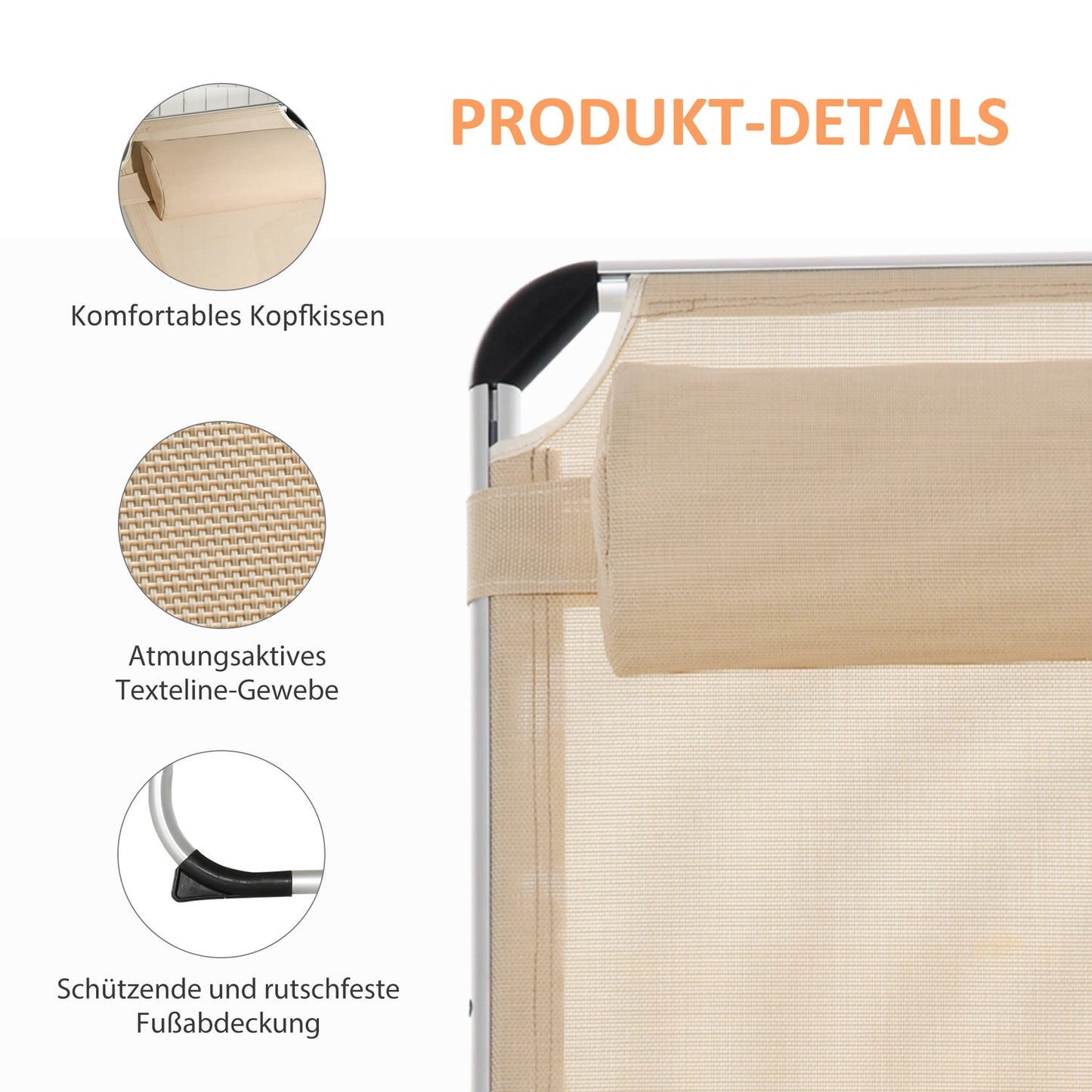 Adjustable garden chair, aluminium, ergonomic mesh