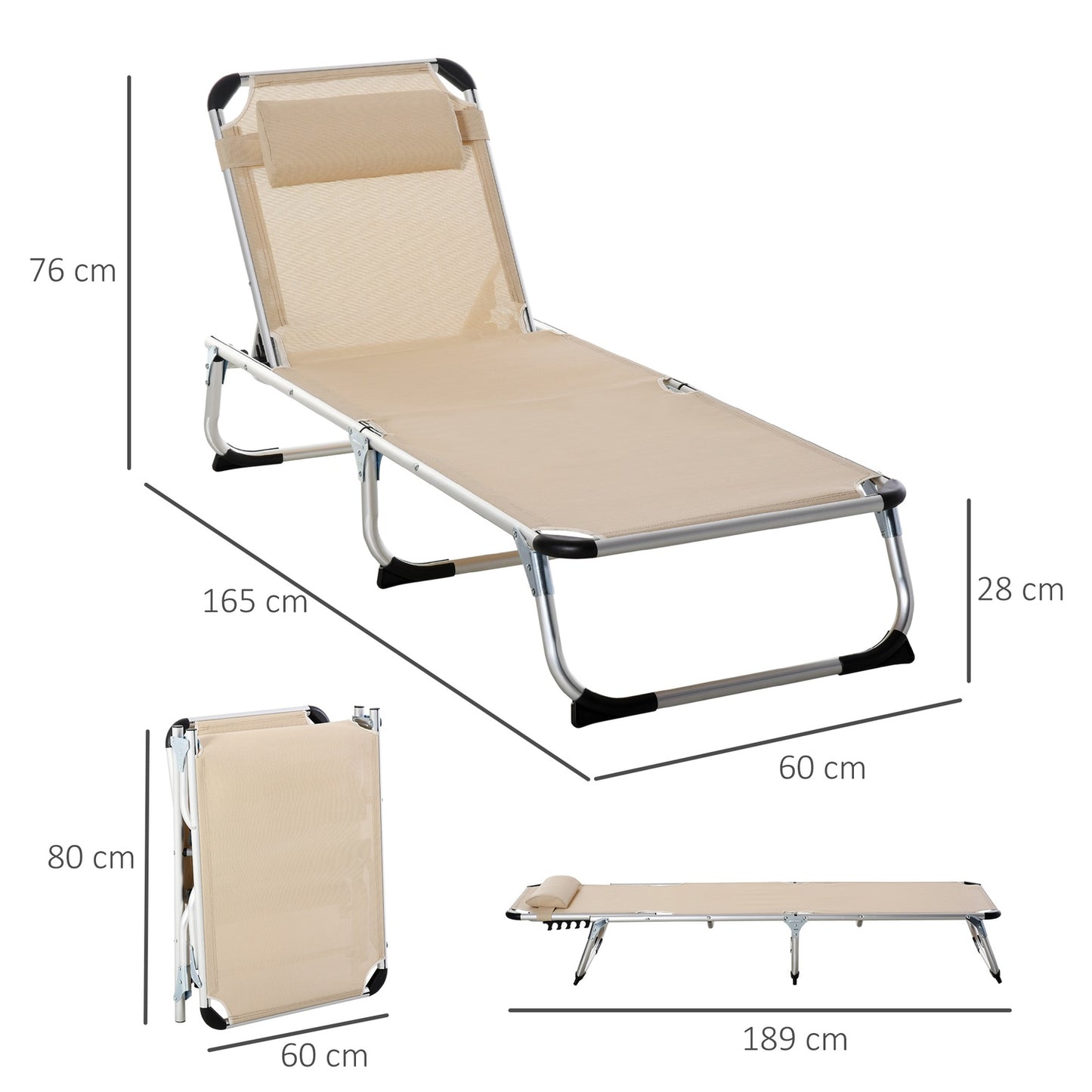 Adjustable garden chair, aluminium, ergonomic mesh