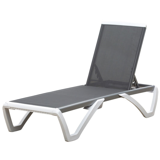 Adjustable sun lounger in aluminum - Ergonomic grey/white