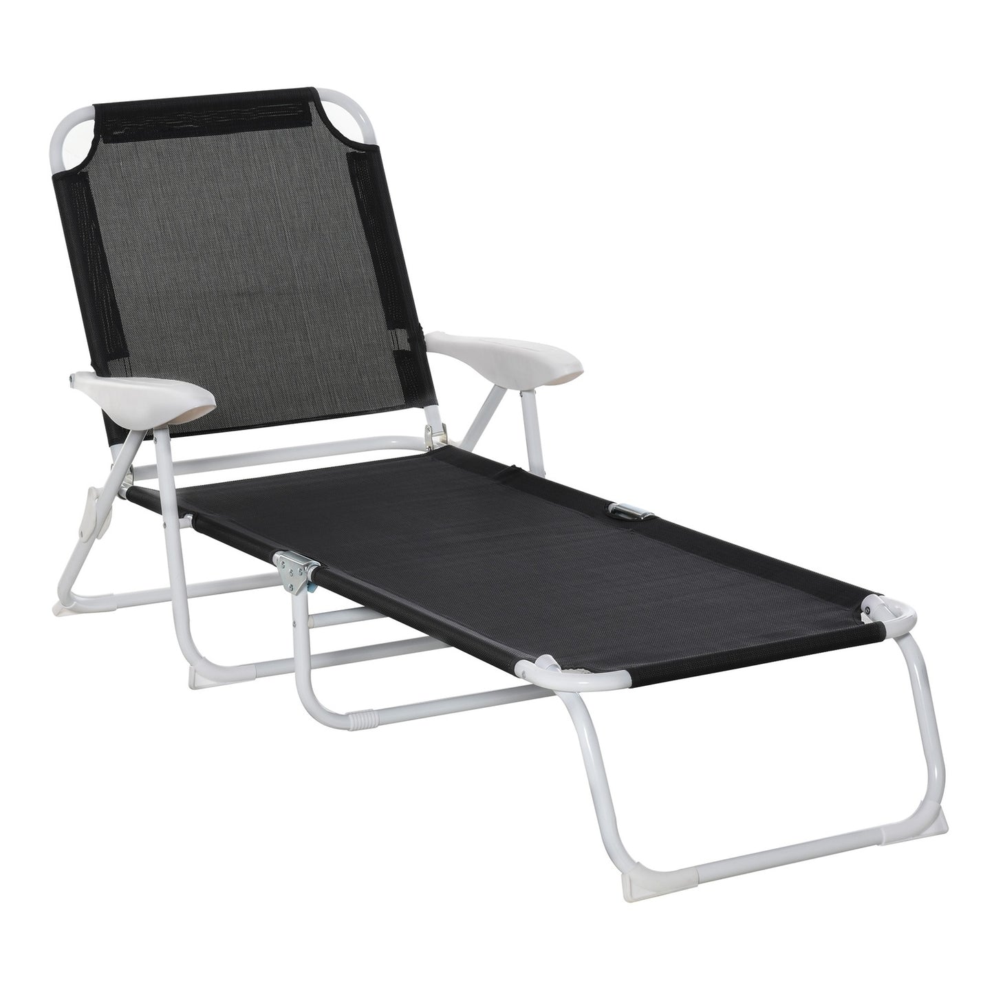 Folding garden chair, 4-tier mesh black