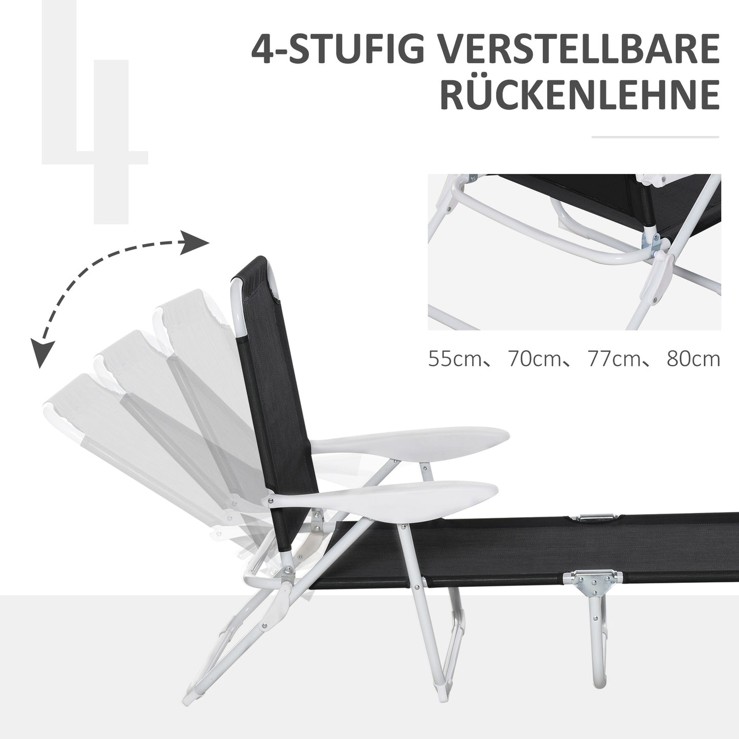 Folding garden chair, 4-tier mesh black