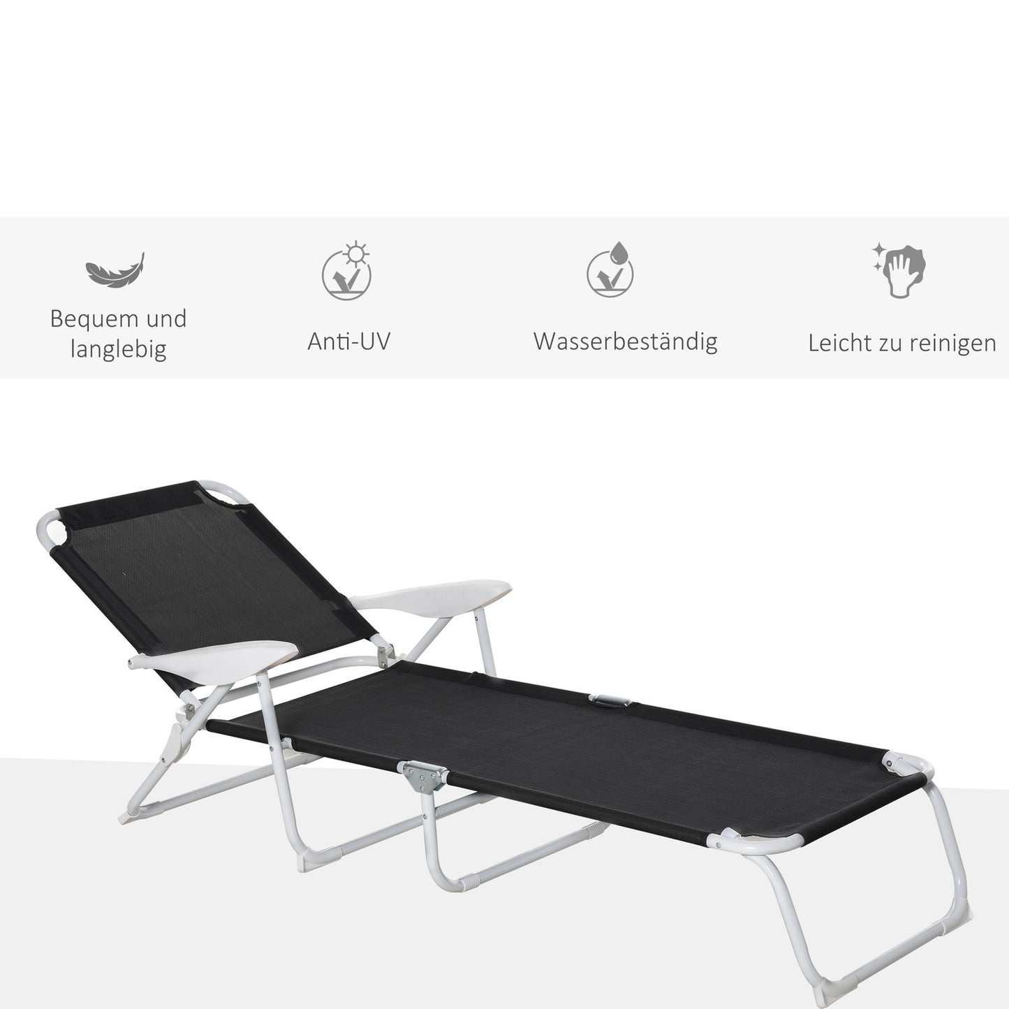 Folding garden chair, 4-tier mesh black