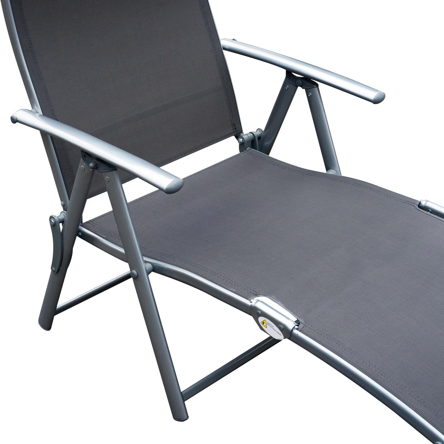 Folding adjustable gray garden chair with cushion