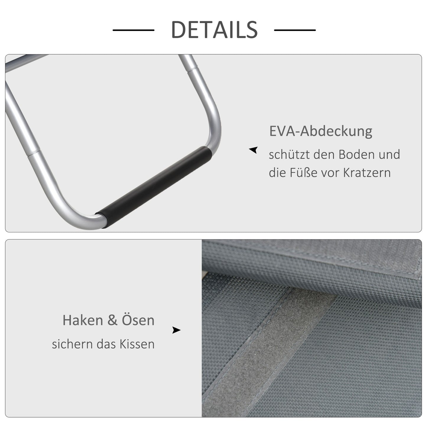 Ergonomic aluminum garden chair with cushions, grey
