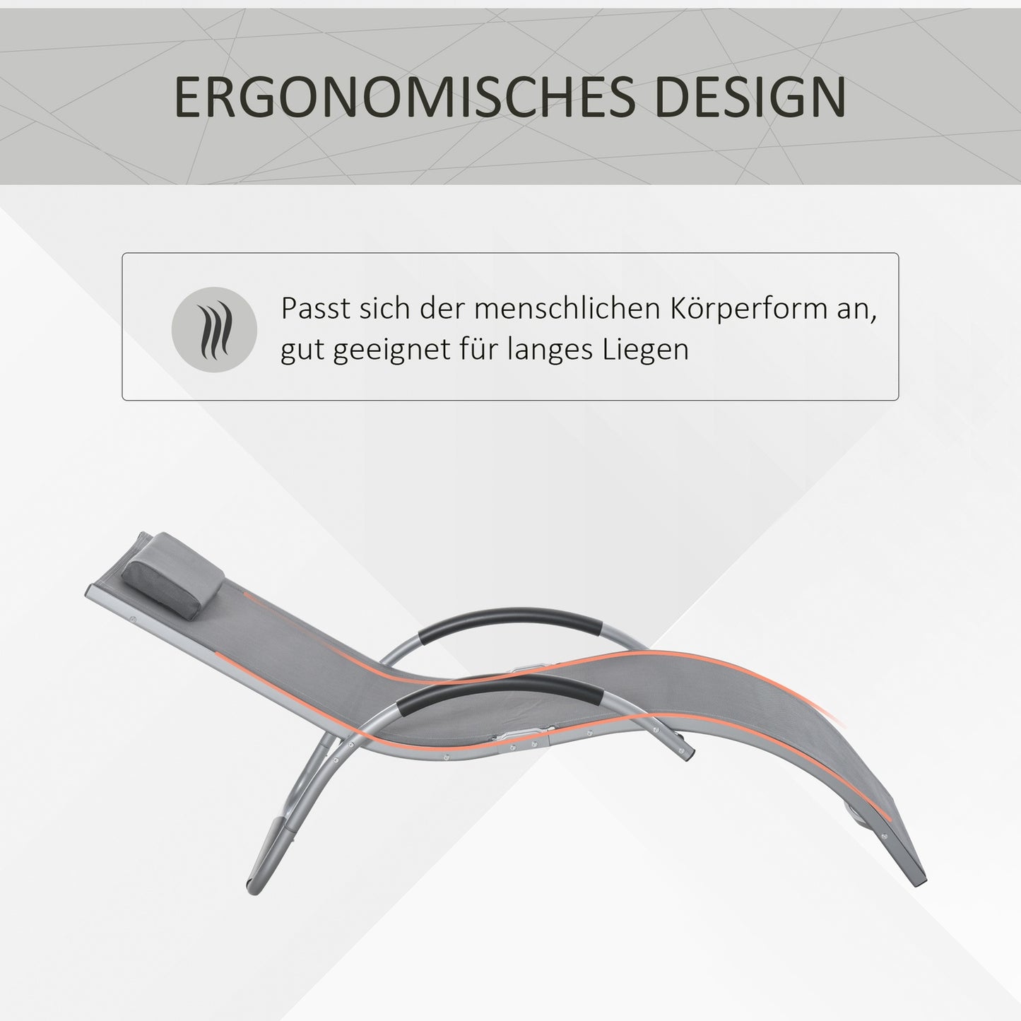Ergonomic aluminum garden chair with cushions, grey
