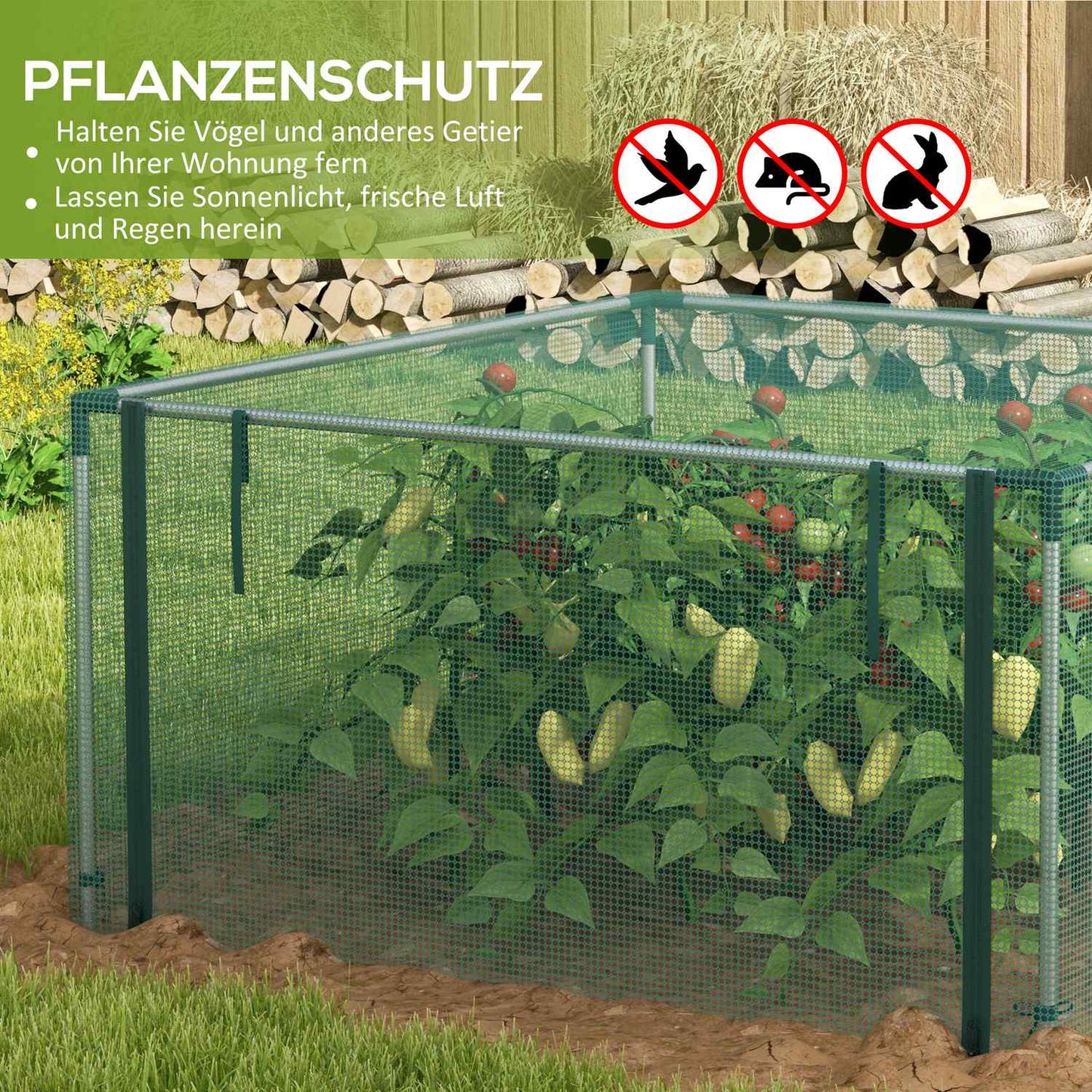 Garden insect protection net with zipper, 1.25x1.25M