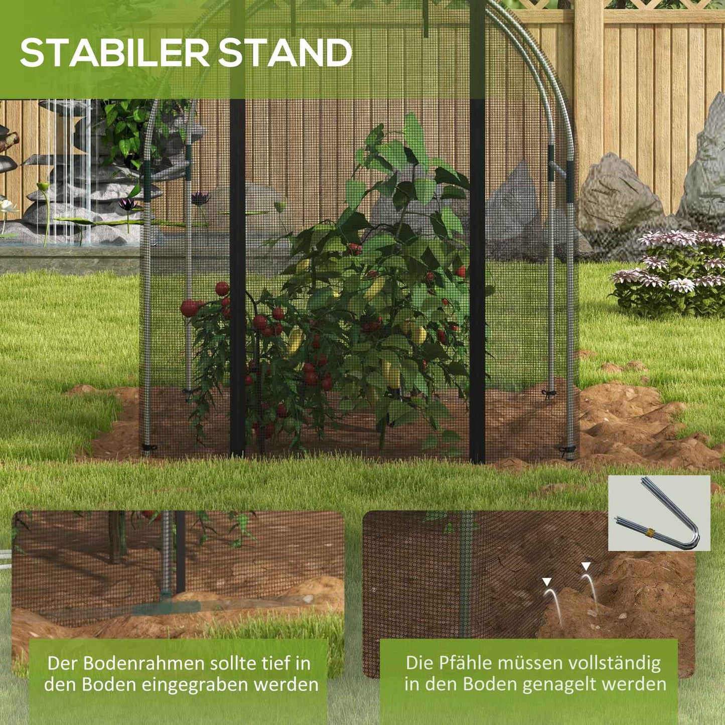 Garden plant protection net - Insect resistant, steel frame