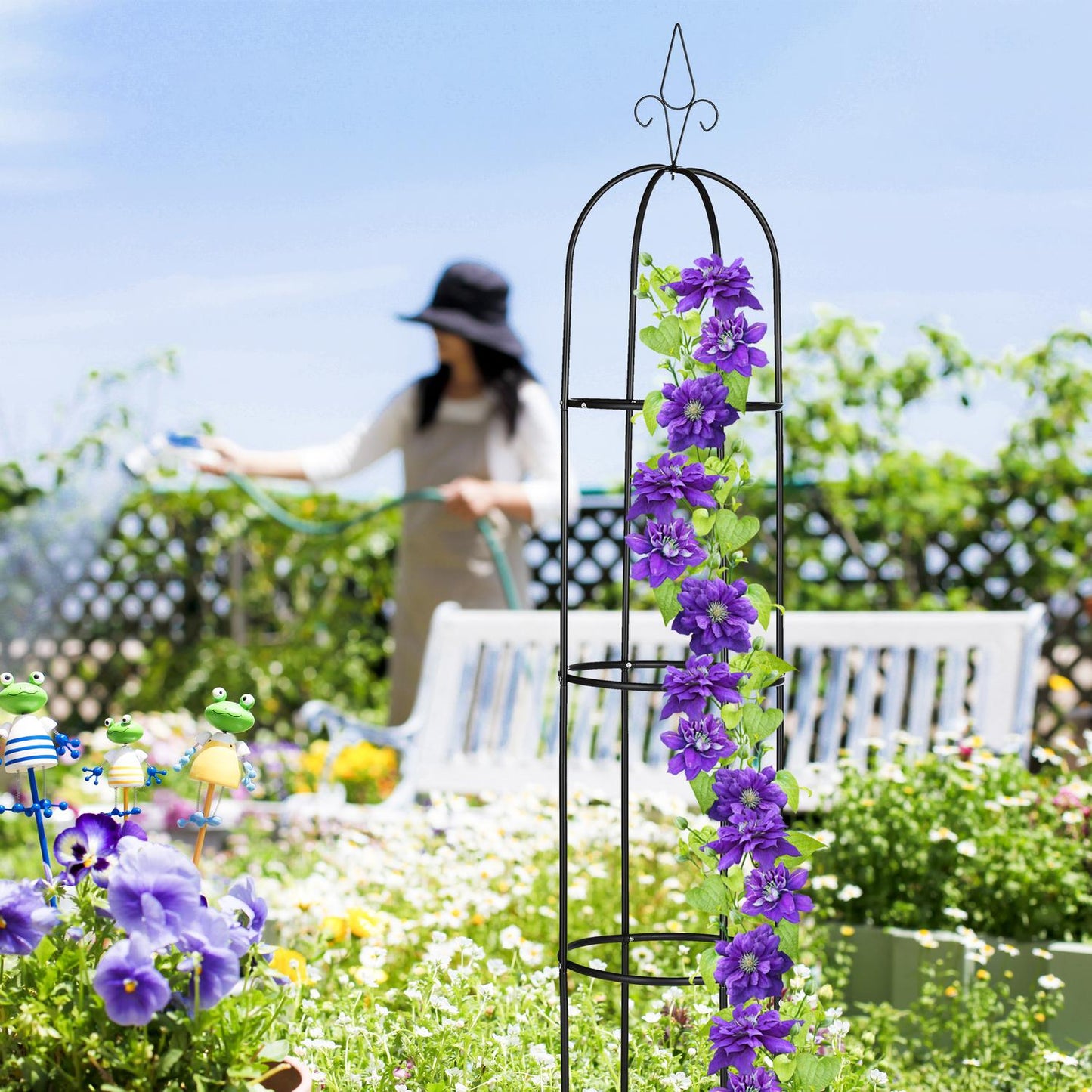 Garden obelisk 200 cm Black