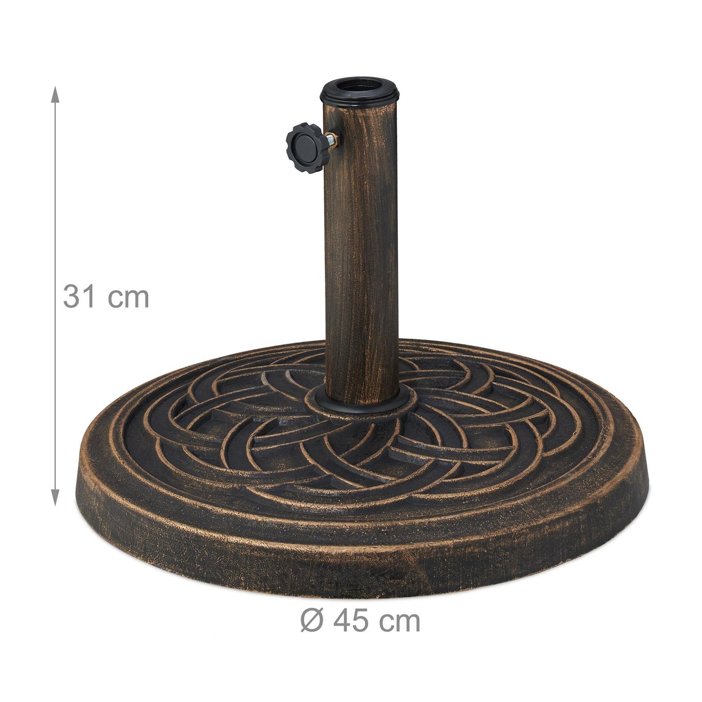 Garden Parasol Base, Fits Poles Ø34-48mm, Heavy Duty