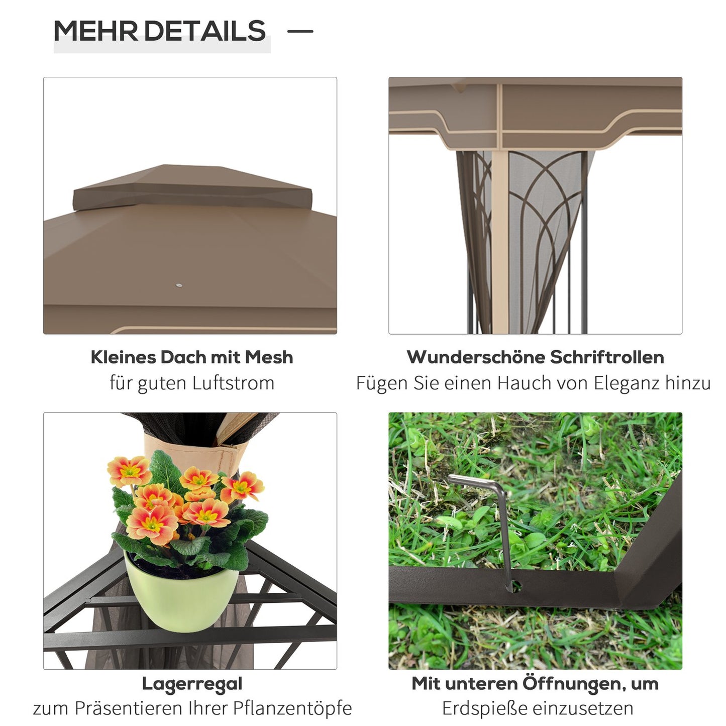 Garden pavilion, 3.65x3M double roof tent with net