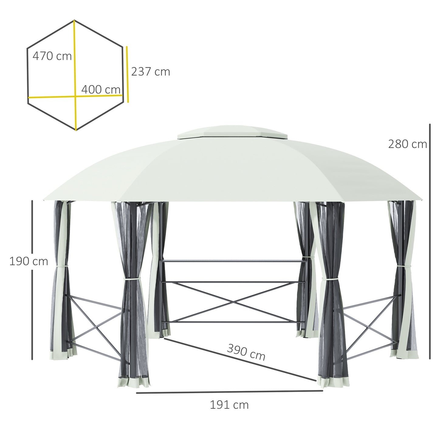 Weatherproof 4x5M garden pavilion tent, steel & polyester