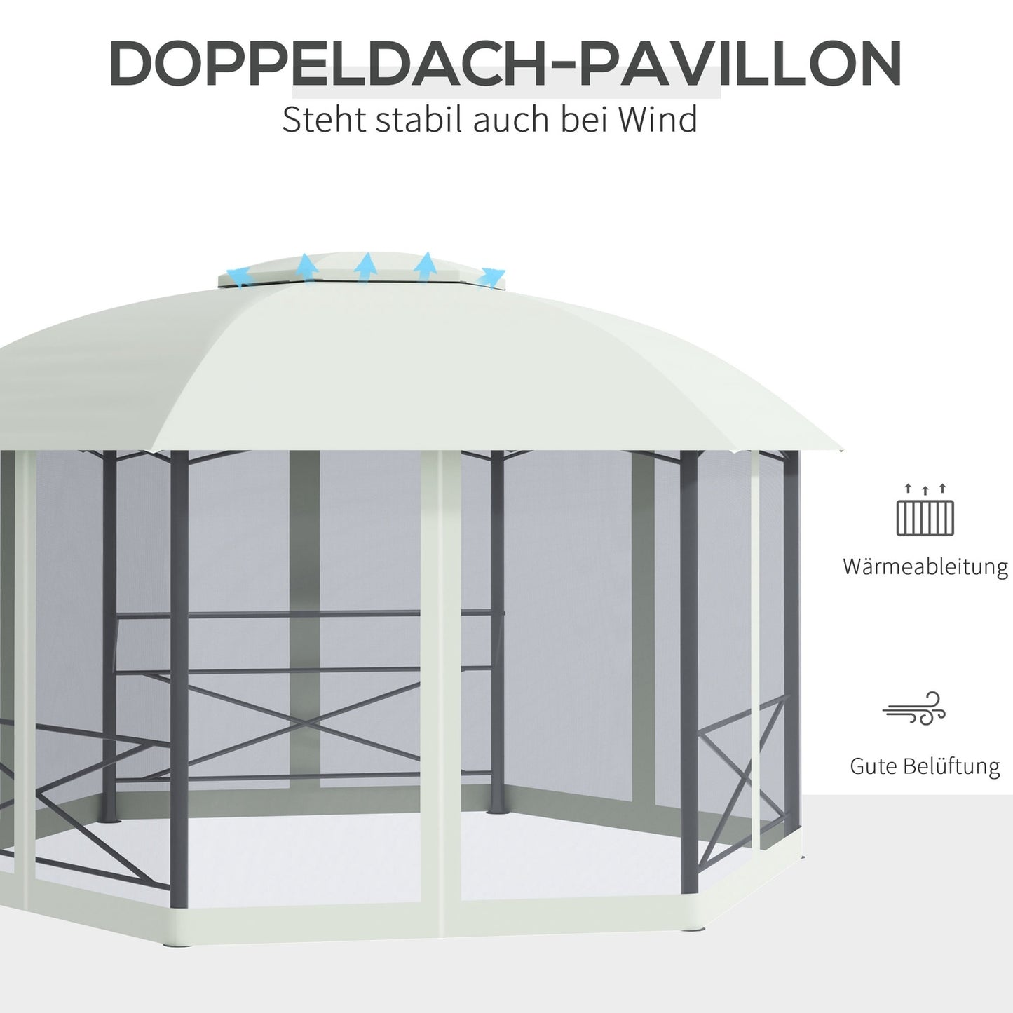 Weatherproof 4x5M garden pavilion tent, steel & polyester