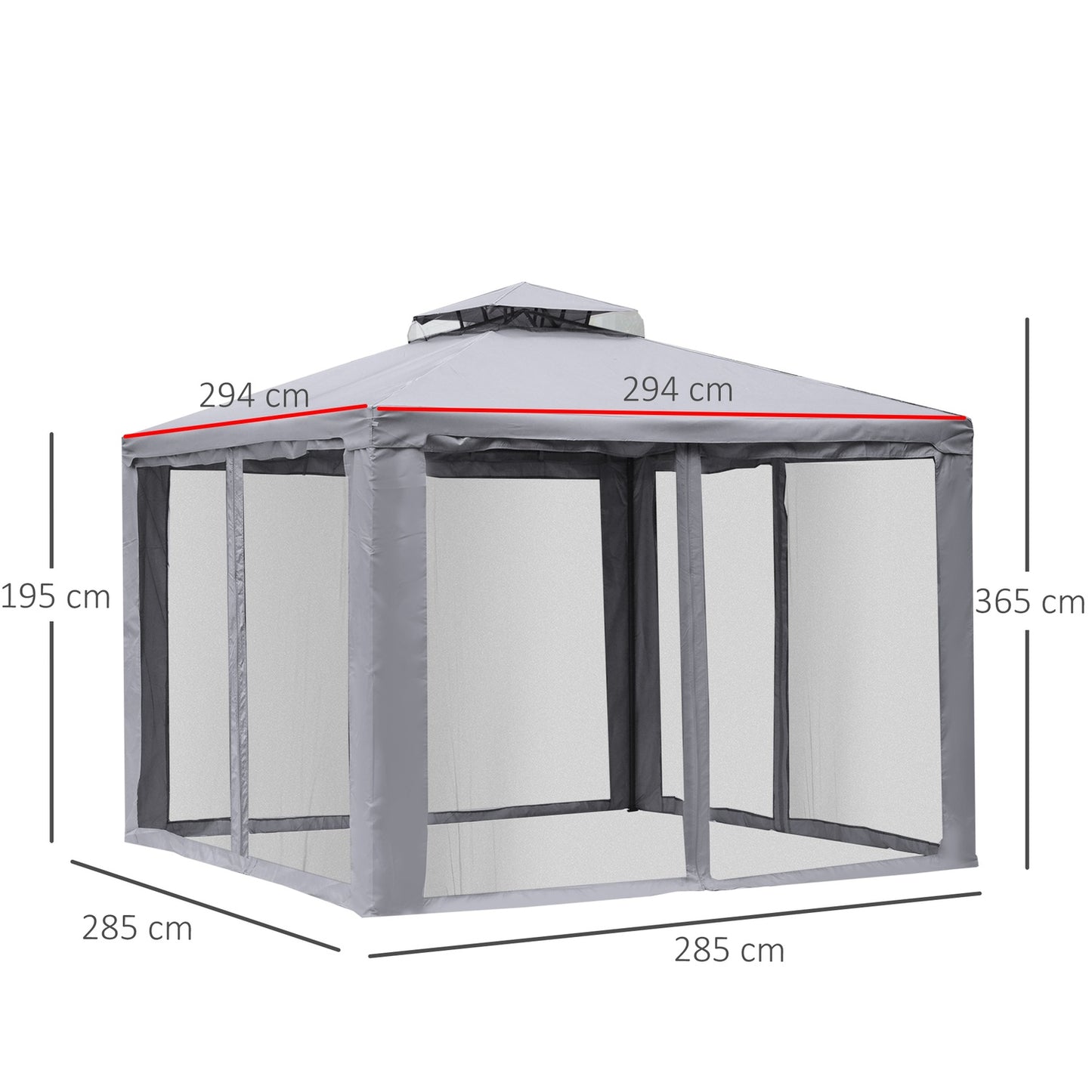 Weatherproof outdoor garden pavilion tent, 3x3x2.6m, light grey