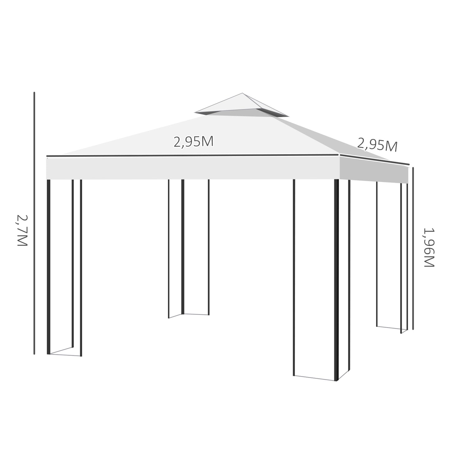 Garden pavilion tent, leaf design, steel frame, 2.95x2.95M