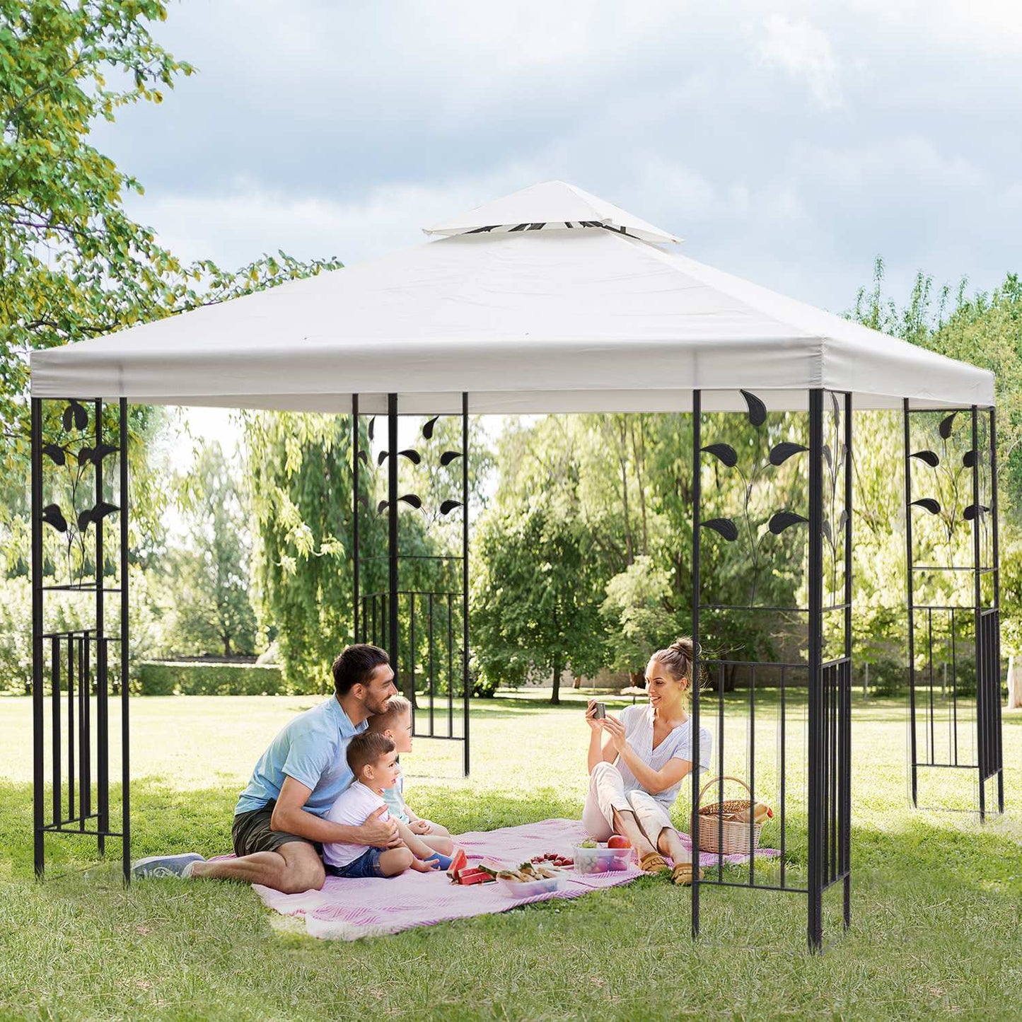 Garden pavilion tent, leaf design, steel frame, 2.95x2.95M