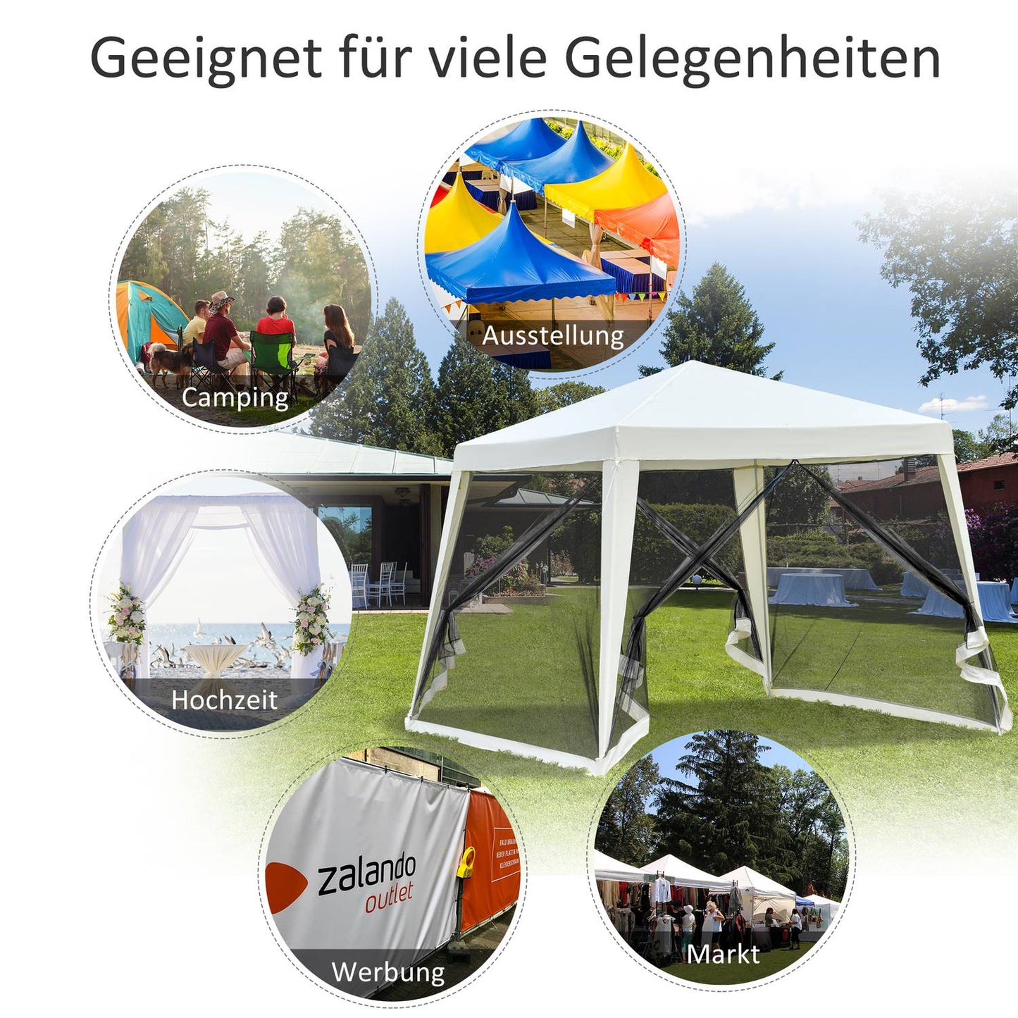 Party tent pavilion - weatherproof, mosquito net, 3x3M