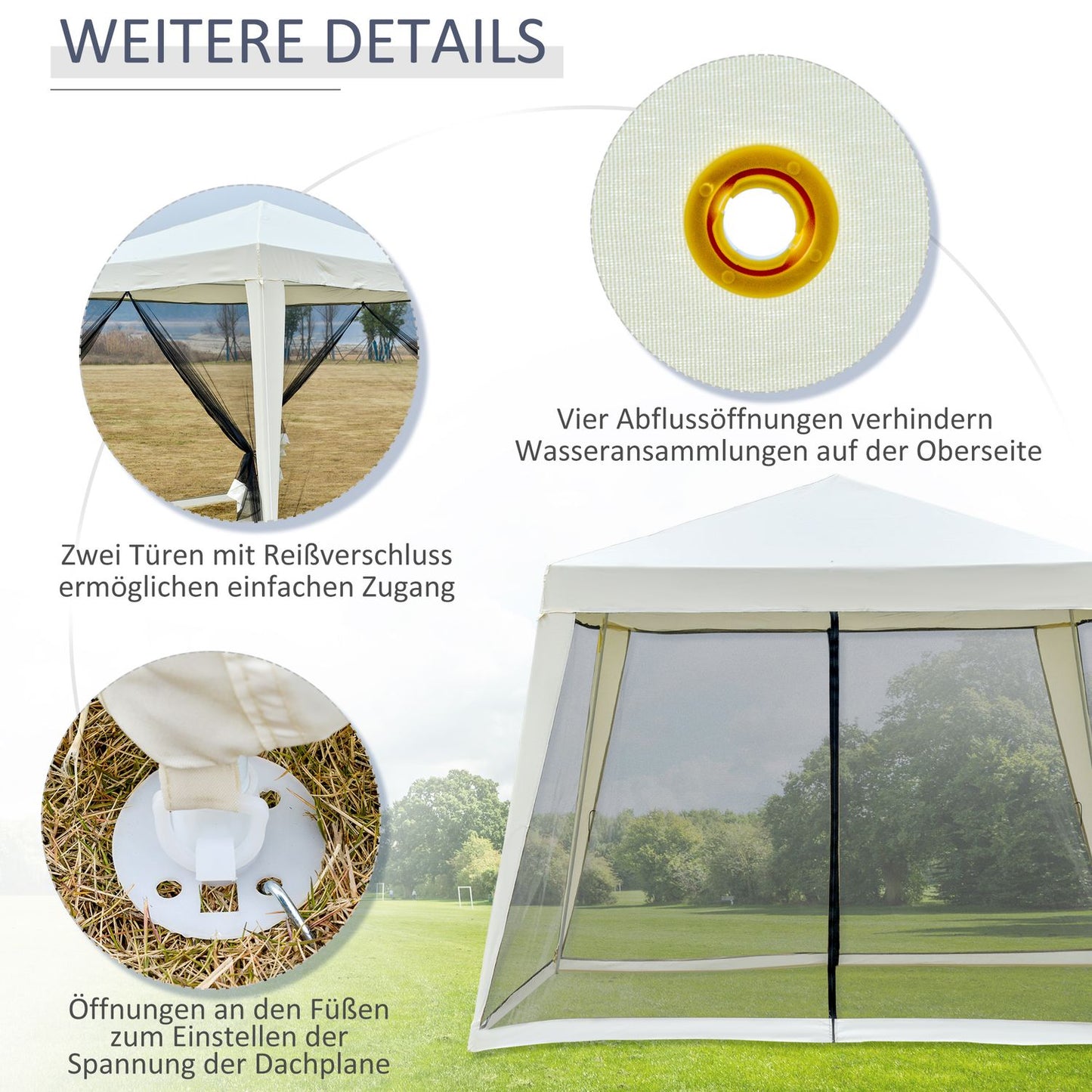 Party tent pavilion - weatherproof, mosquito net, 3x3M