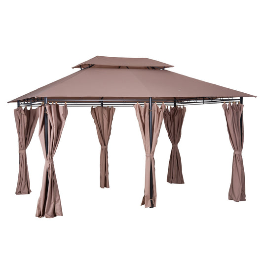 Garden Pavilion Party Tent, Double Roof, 3x4M Khaki
