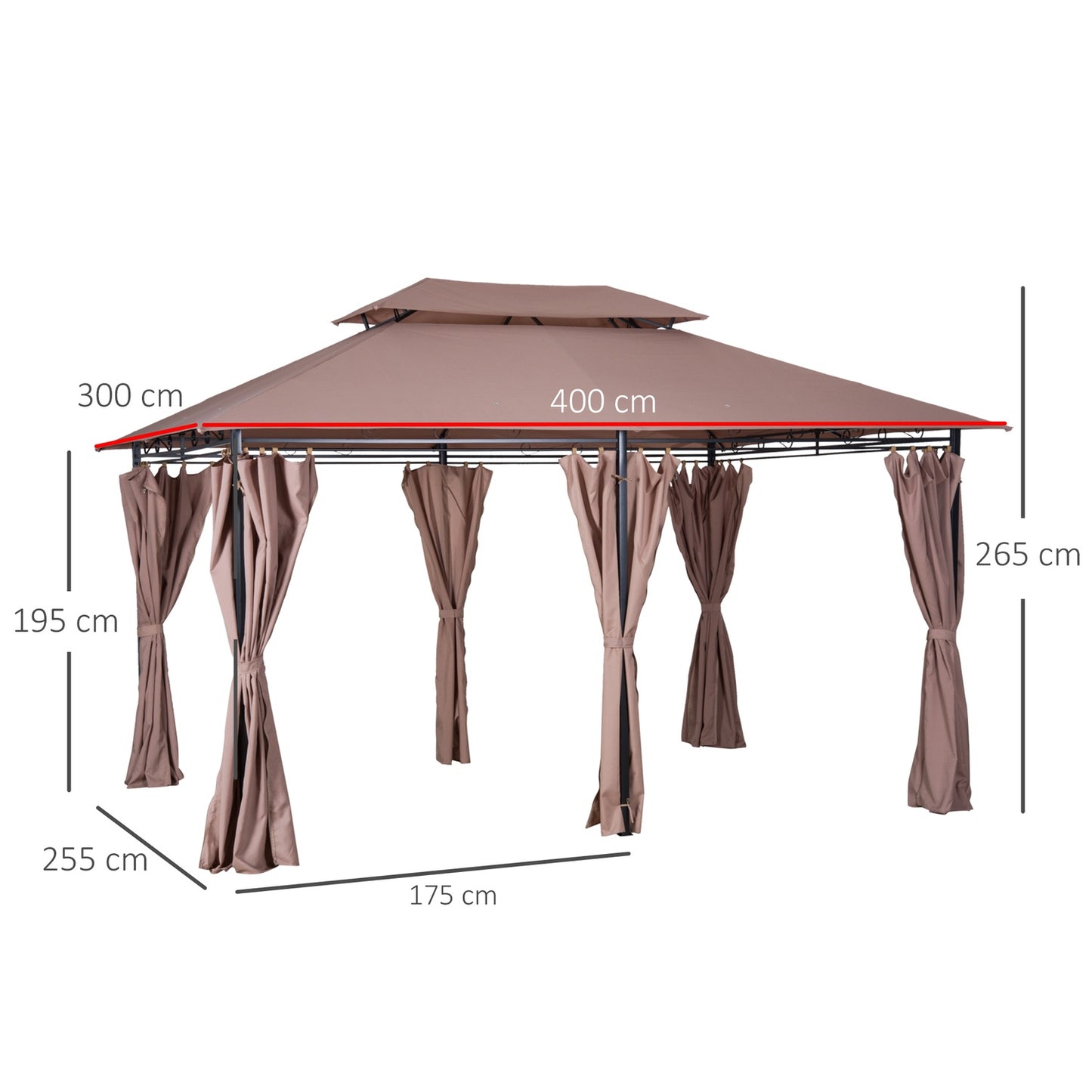 Garden Pavilion Party Tent, Double Roof, 3x4M Khaki