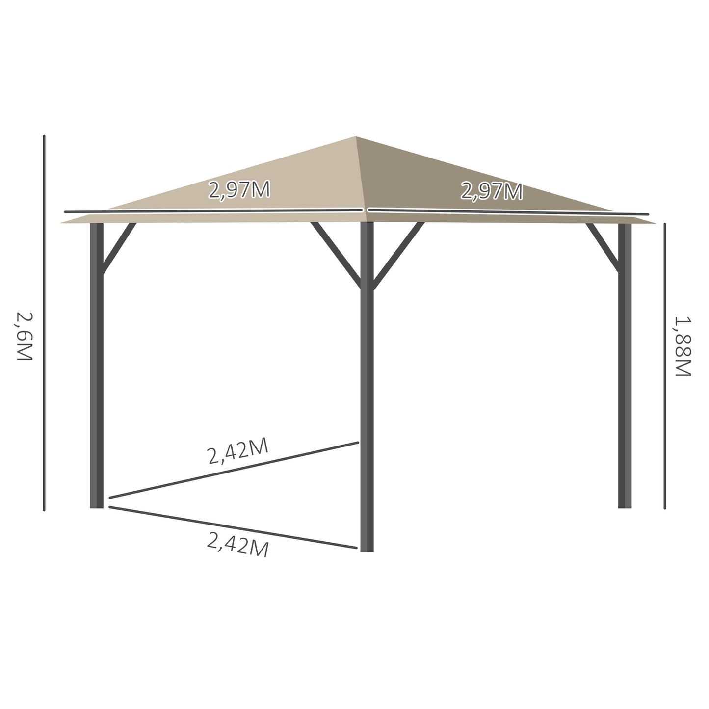 3x3M weatherproof garden pavilion tent with ventilation