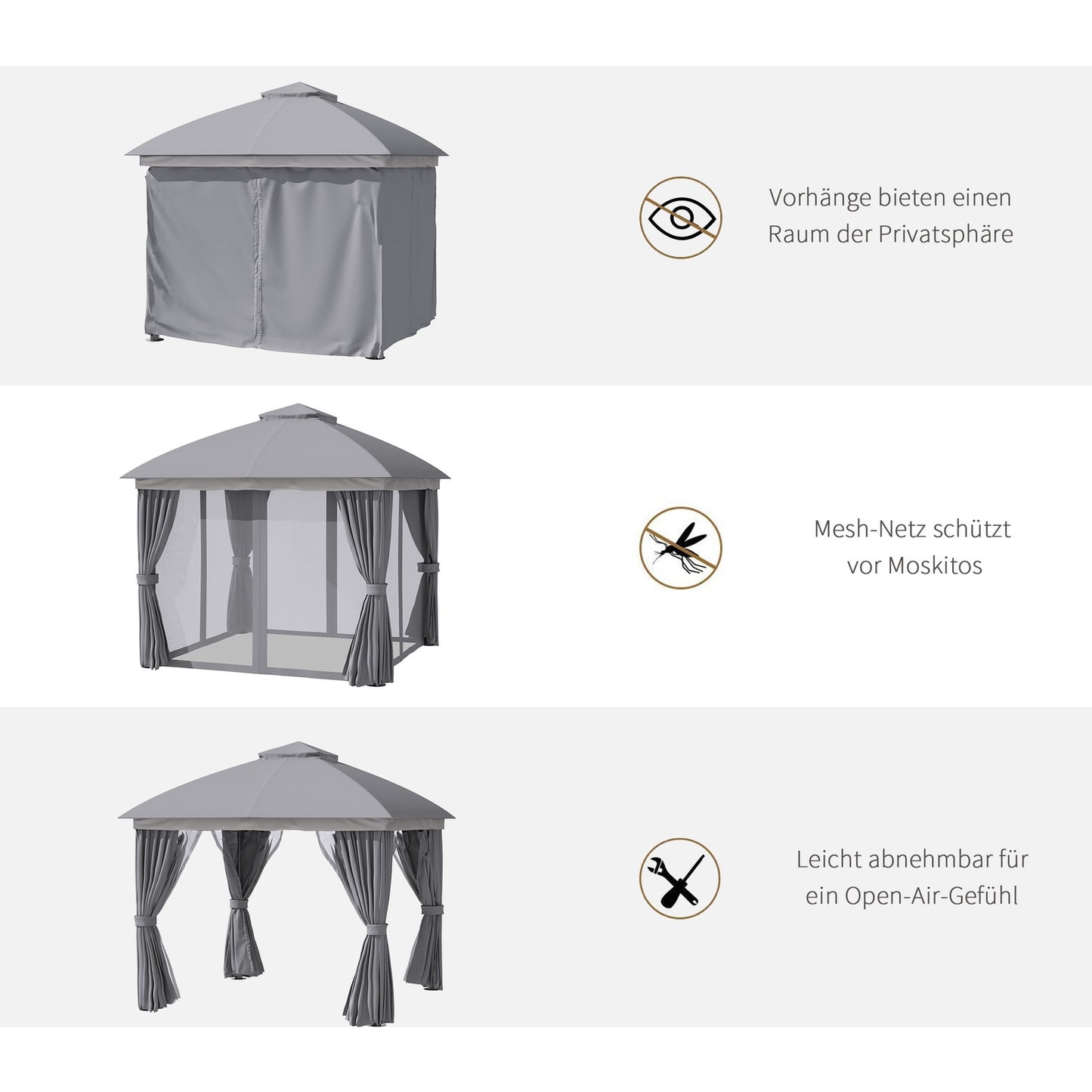 3x3m Garden Tent With Double Roof & Mosquito Net