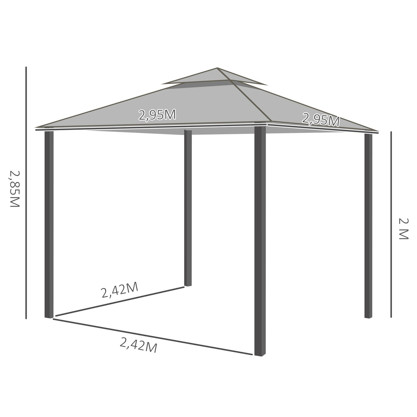 3x3m Garden Tent With Double Roof & Mosquito Net