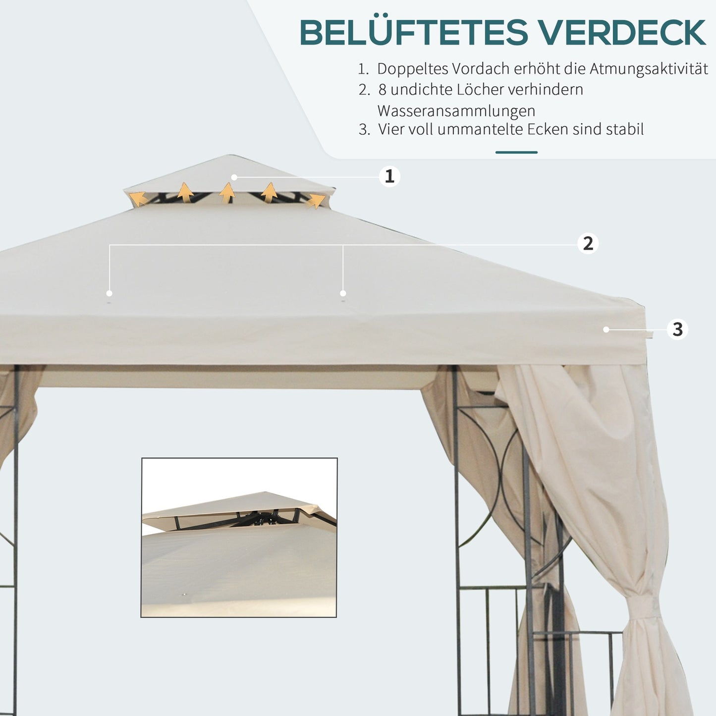 3x3m Double roof Garden pavilion tent, UV protection