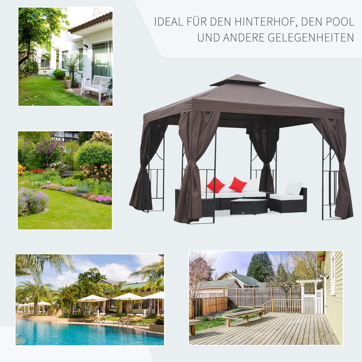3x3m Double roof Garden pavilion tent, UV protection