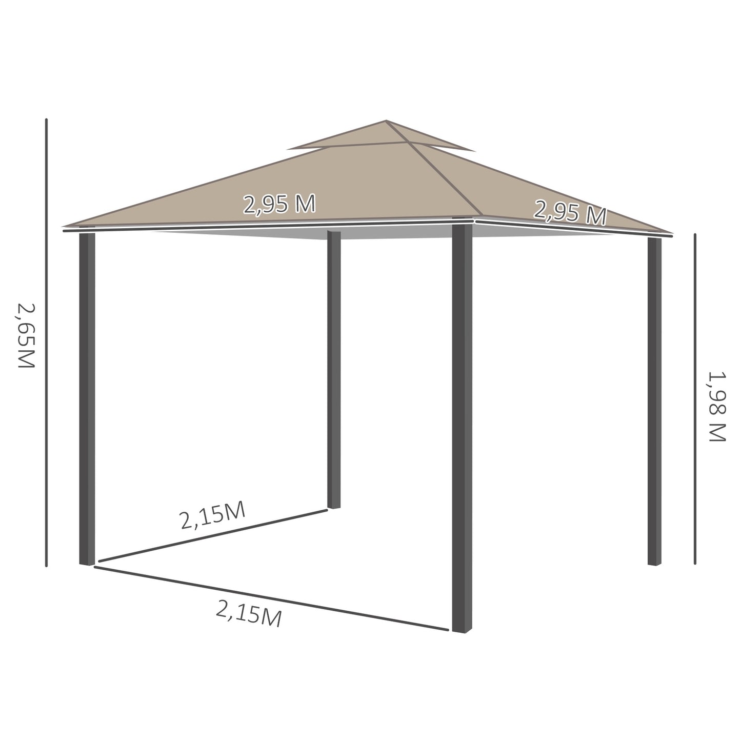 3x3m Double roof Garden pavilion tent, UV protection