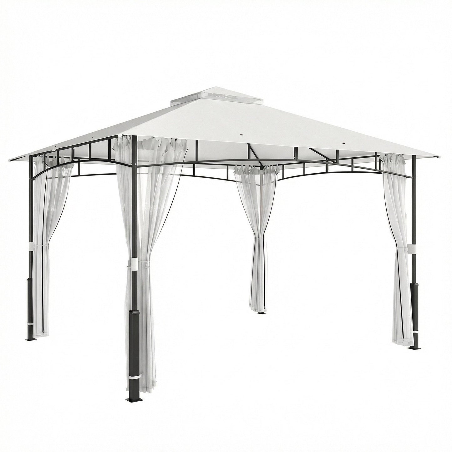 Garden Pavilion with Double Roof and Mosquito Net, 8-Person Capacity