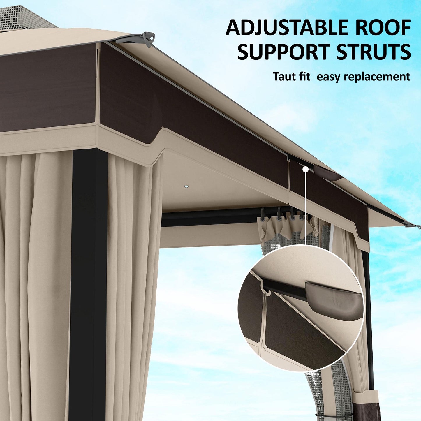 Garden Pavilion with Dual-Layer Roof and Curtains