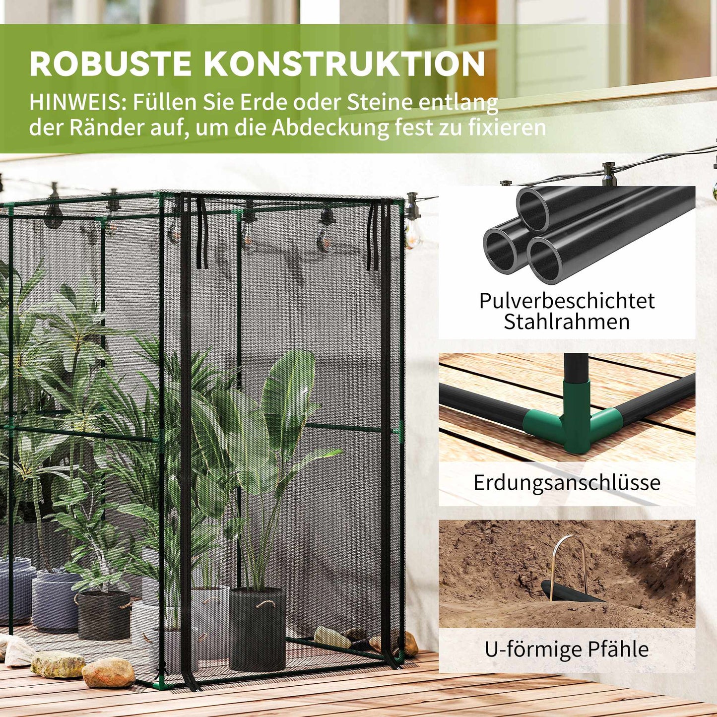 Garden Plant Protection Cage, Black, 200x100x160 cm