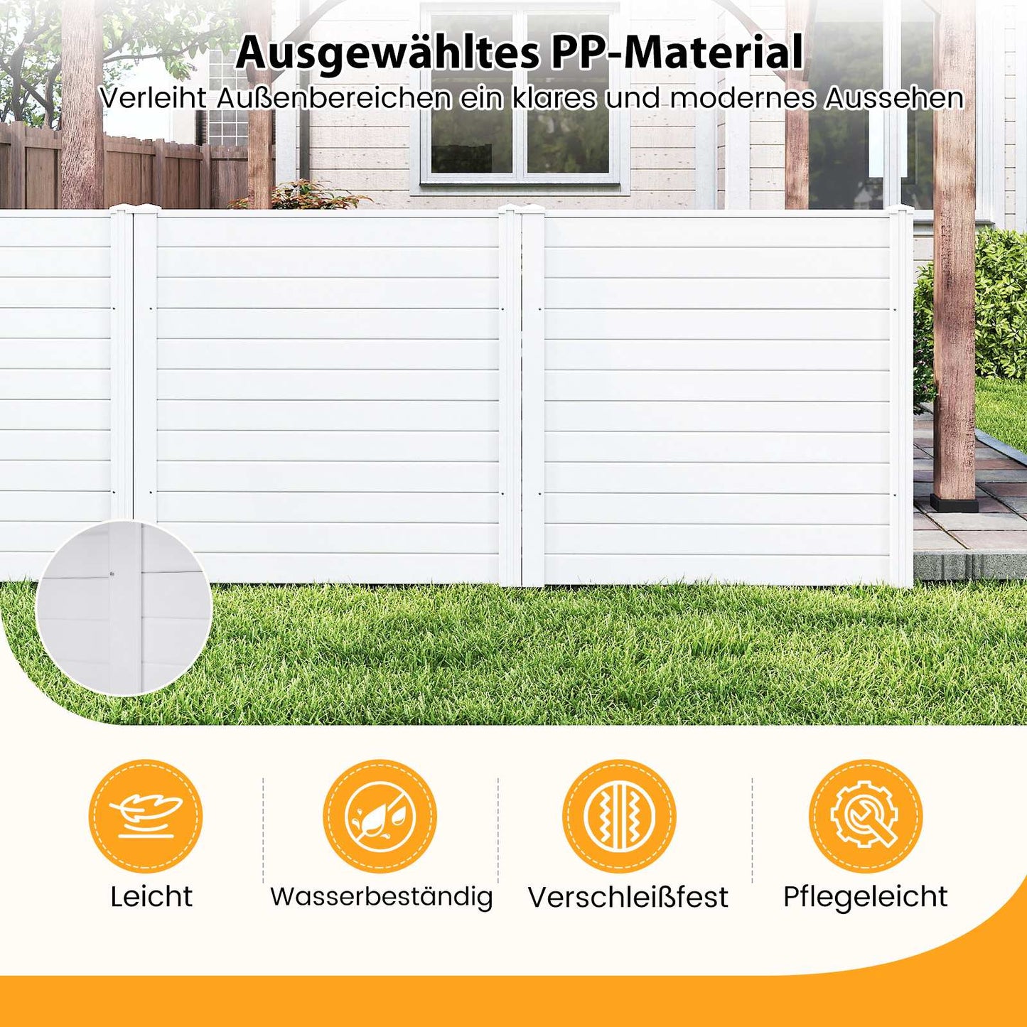 Garden Privacy Fence Panels, 123x123 cm, White, PVC
