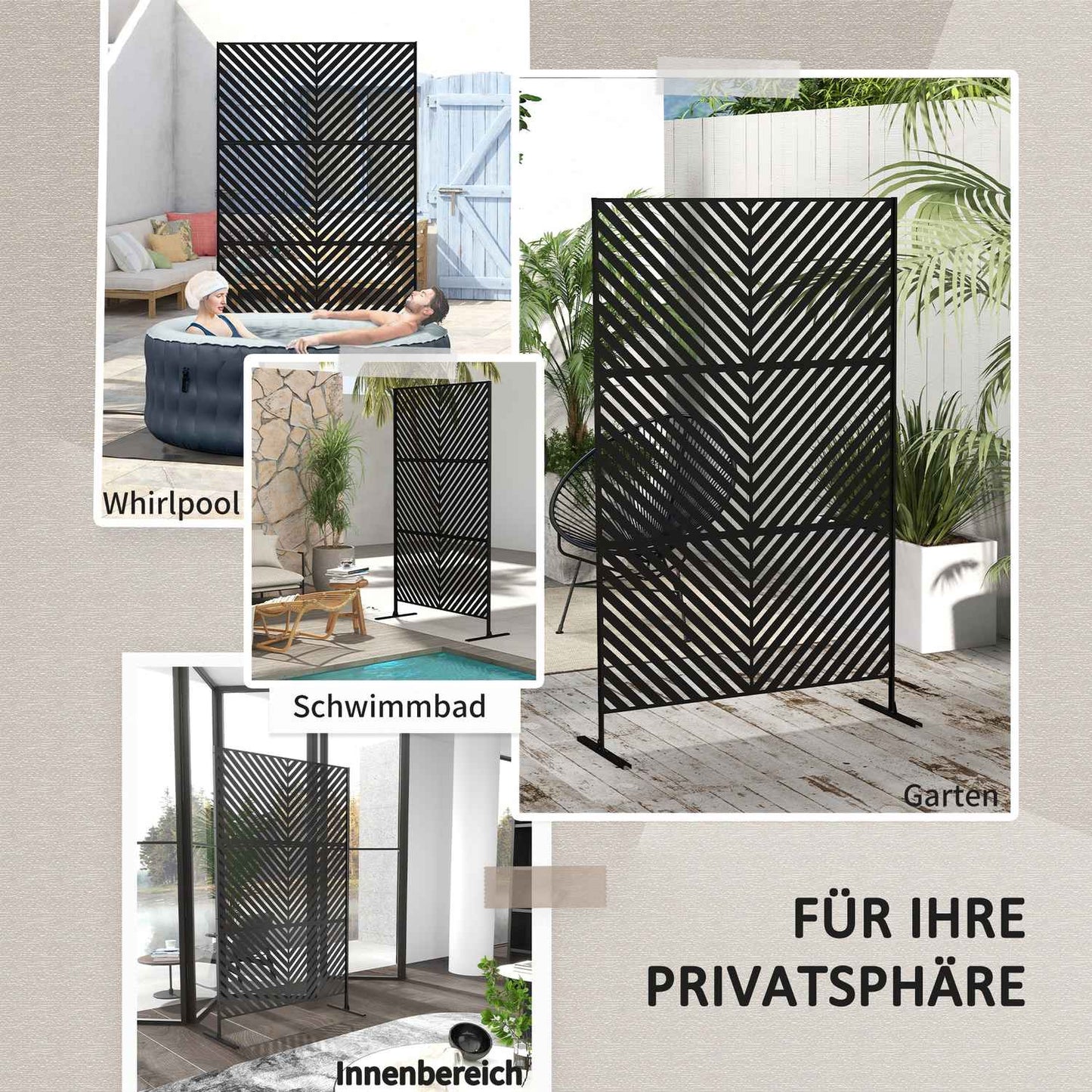 Garden Privacy Screen, 122x198cm Steel, Triangle pattern