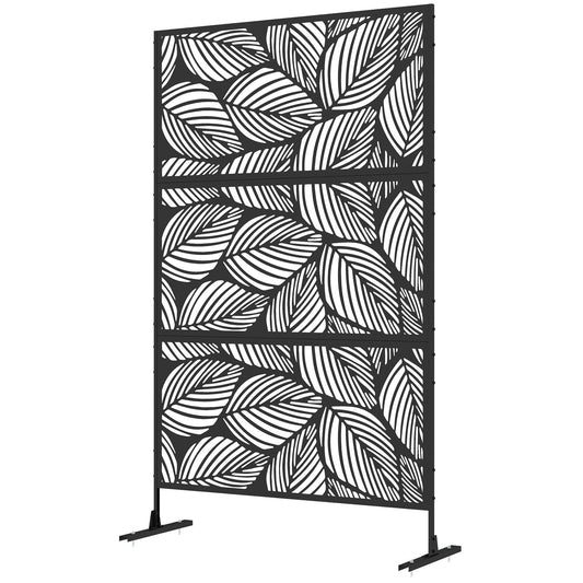 Garden Leaf Pattern Steel Privacy Screen, 122x198cm