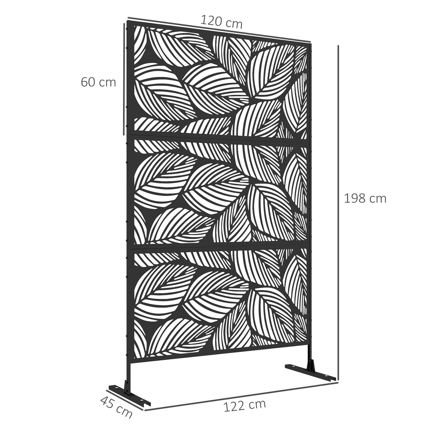 Garden Leaf Pattern Steel Privacy Screen, 122x198cm