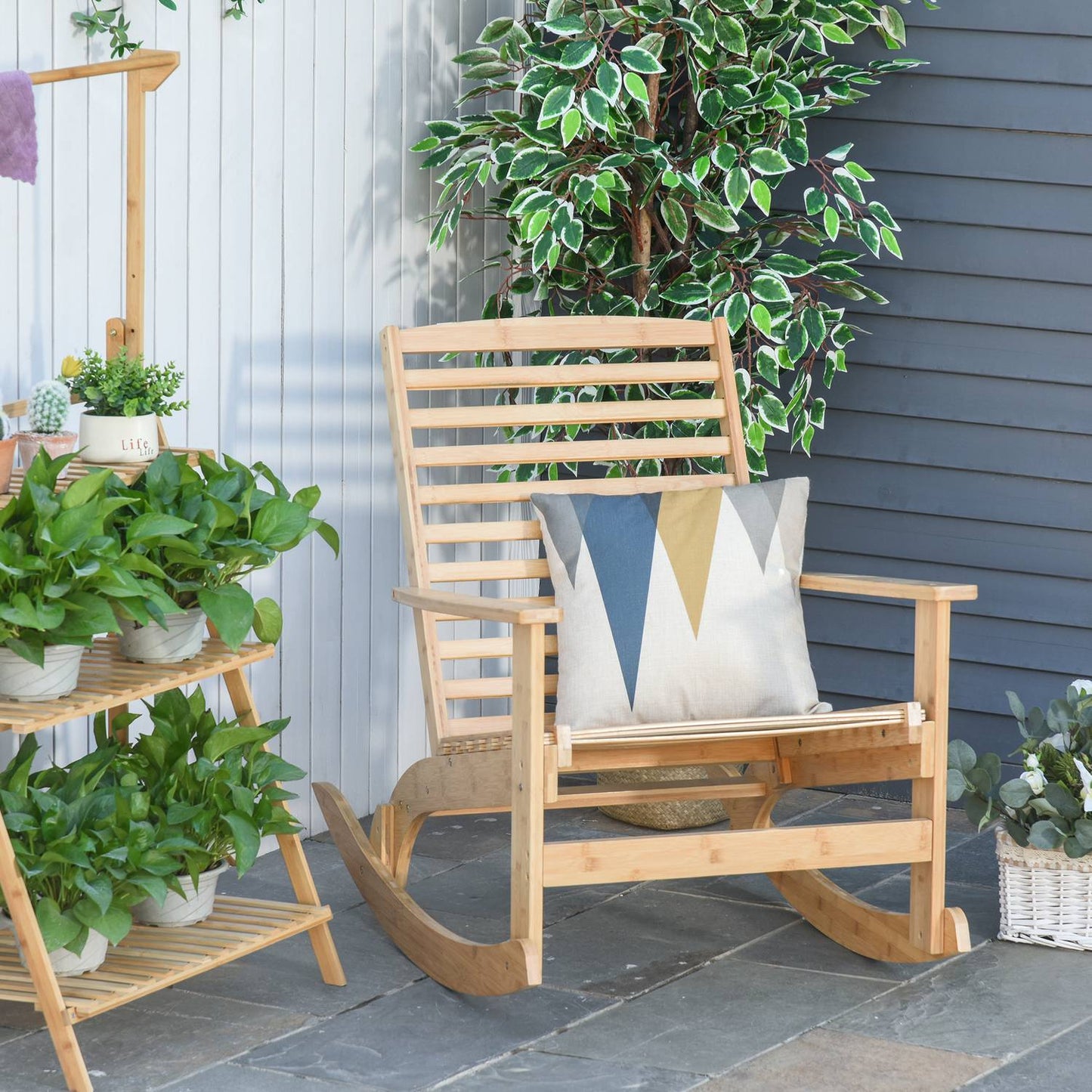 Bamboo rocking chair - Natural, 70 x 100 x 95.5 cm