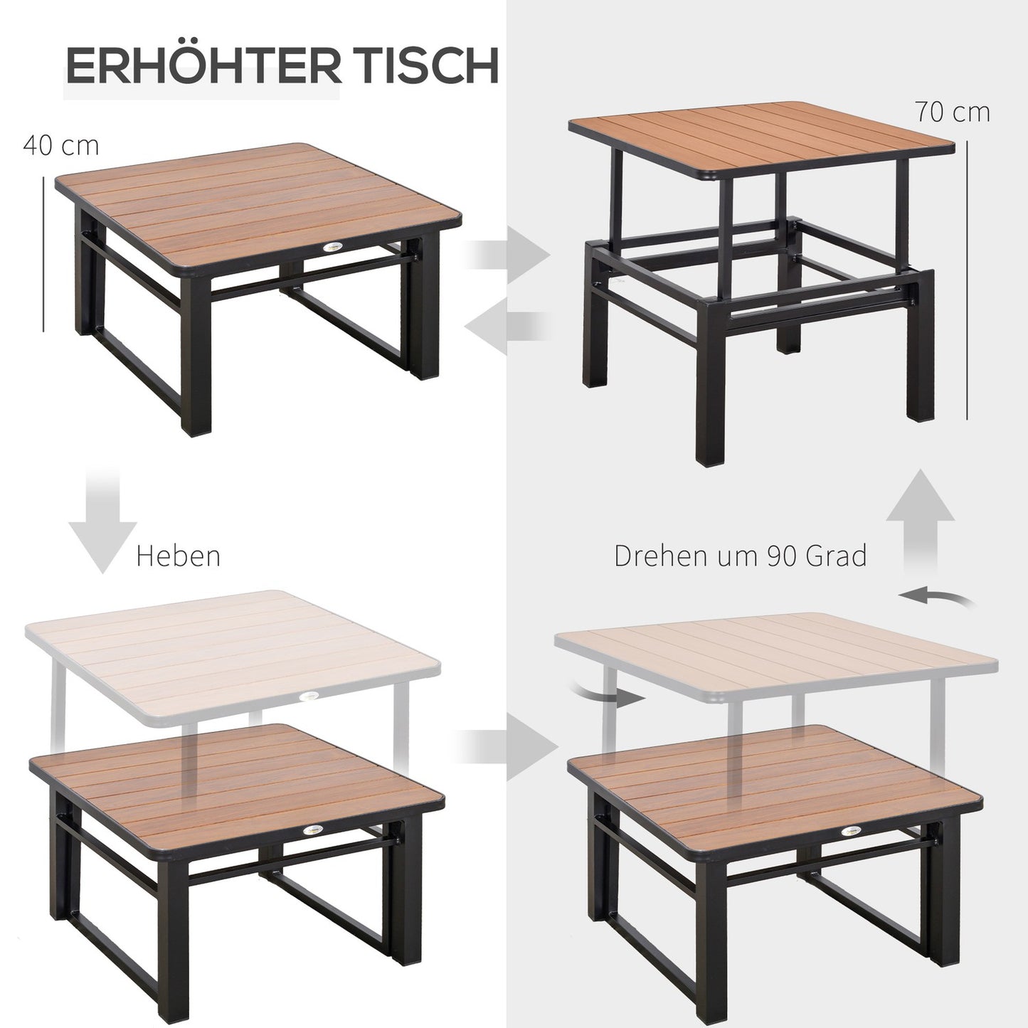 Outdoor aluminum garden furniture for 4 people with cushions