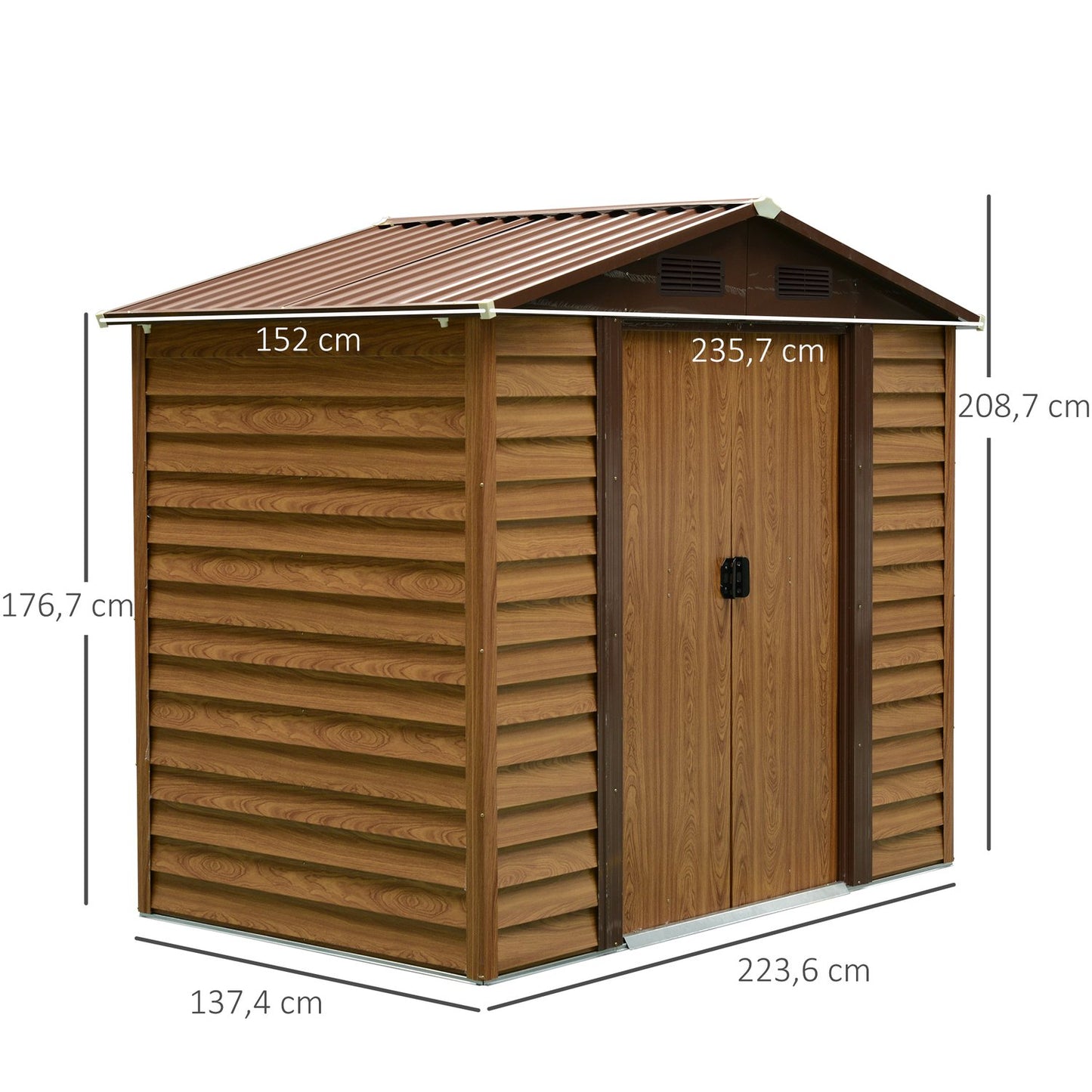 Outdoor garden tool shed, Wood Grain Look, 152x236x209 cm