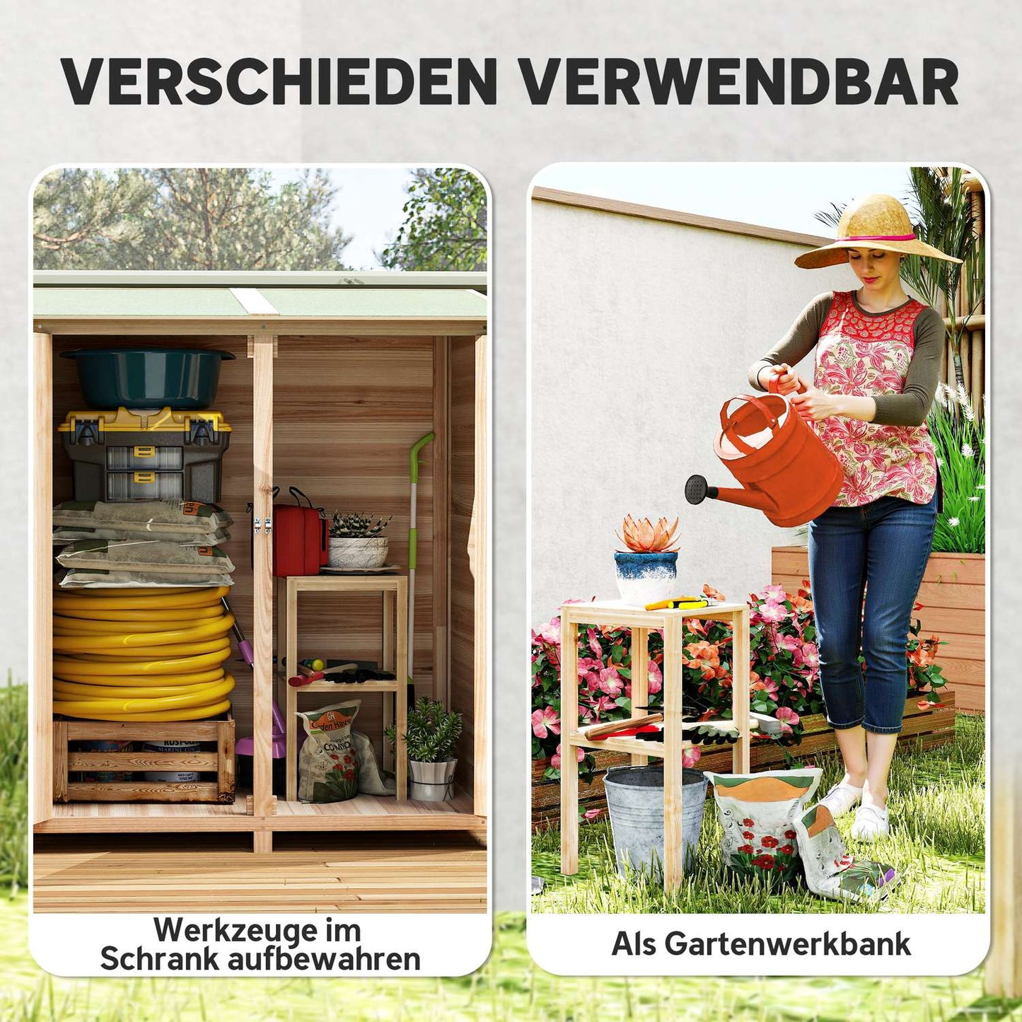 Garden Shed with Side Table, Fir Wood, 140 x 75 x 157 cm