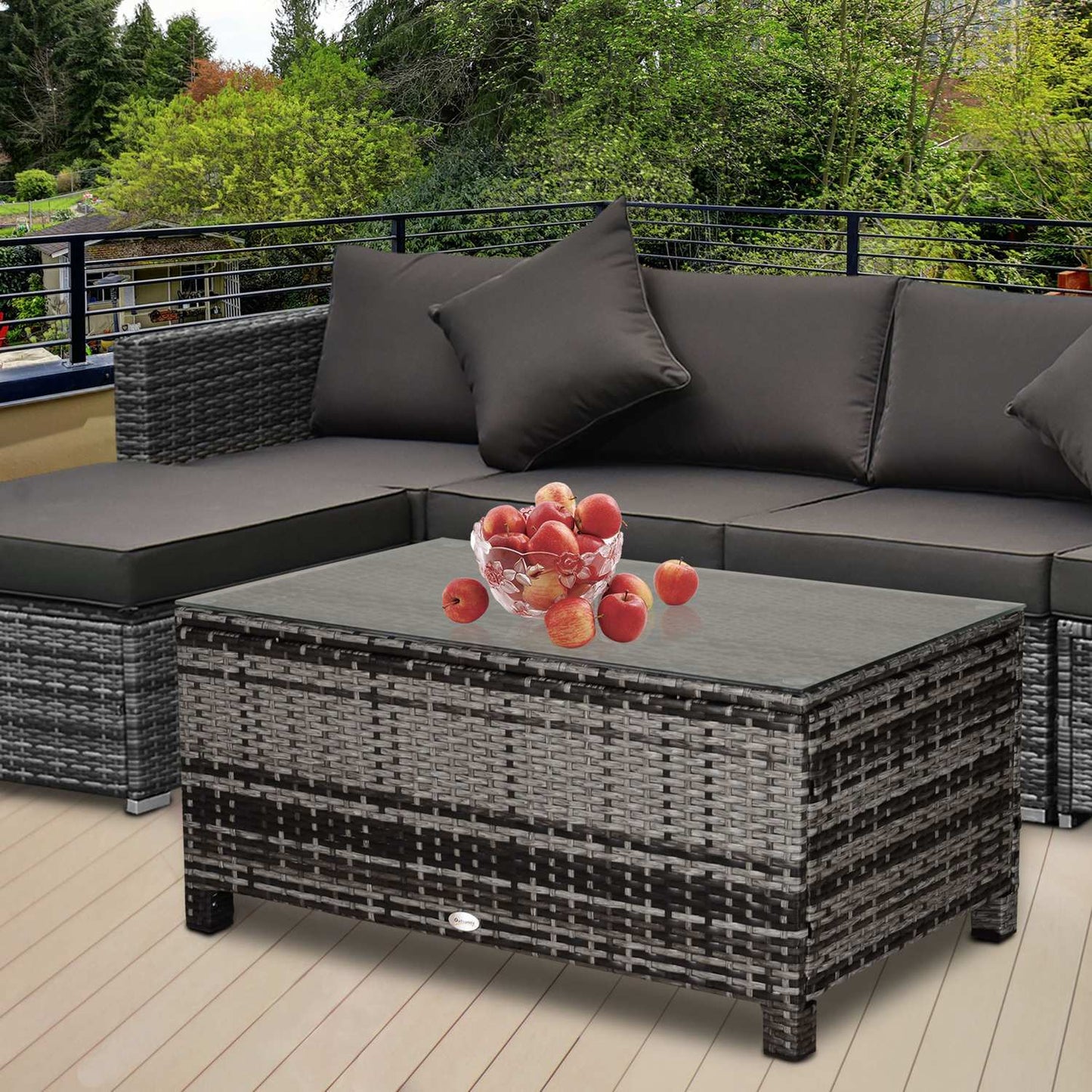 Outdoor coffee table - Polyrattan, Grey, 85 x 50 x 39 Cm