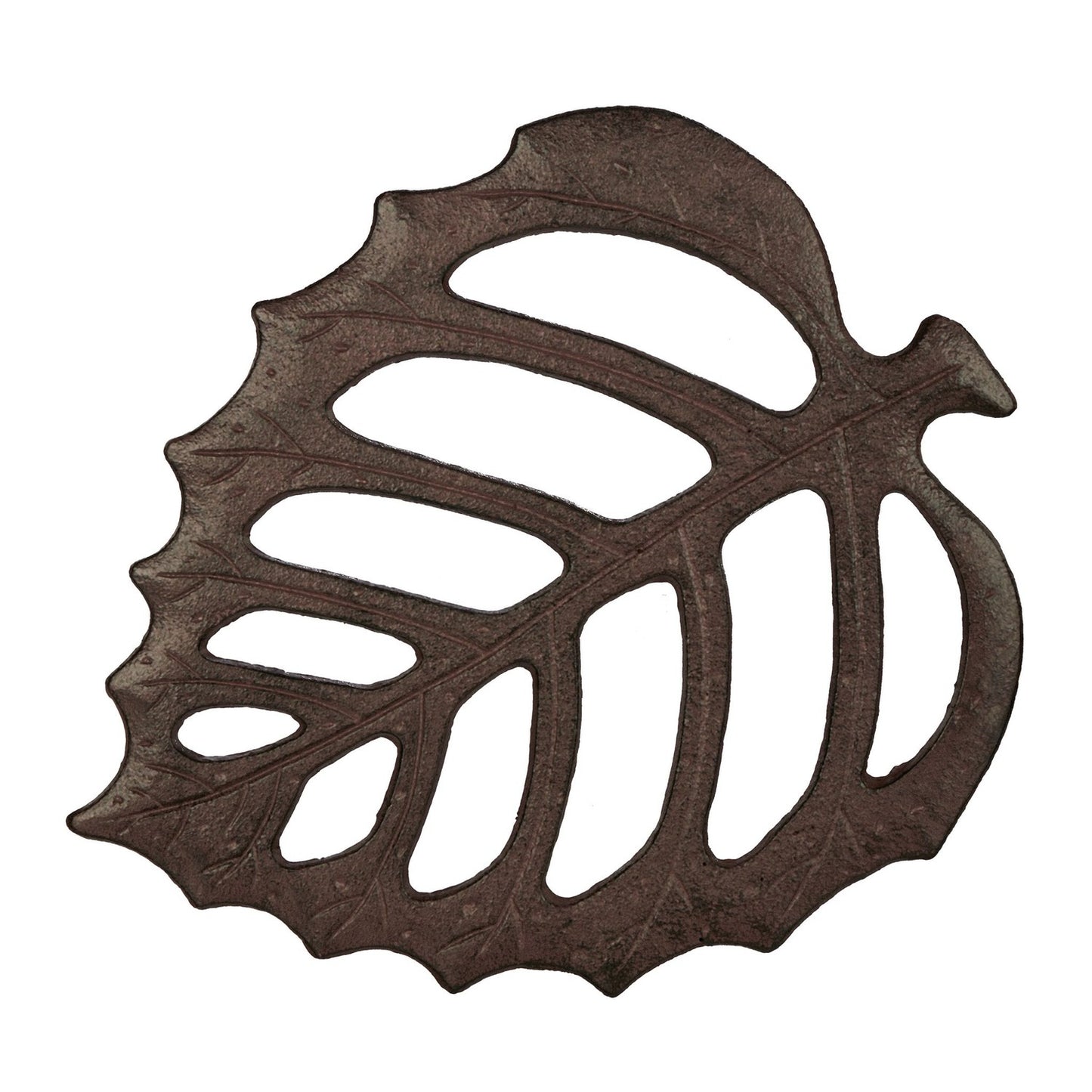 Garden Step Stone, Leaf Shape, Brown, Cast Iron