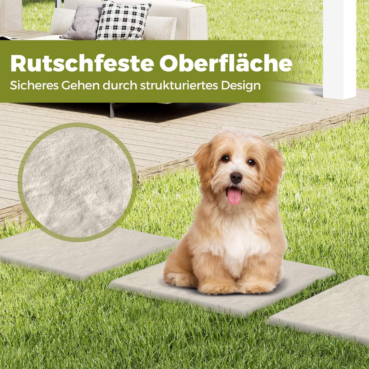Garden Stepping Stones Set, 8 Pieces, 39.5 cm, Beige